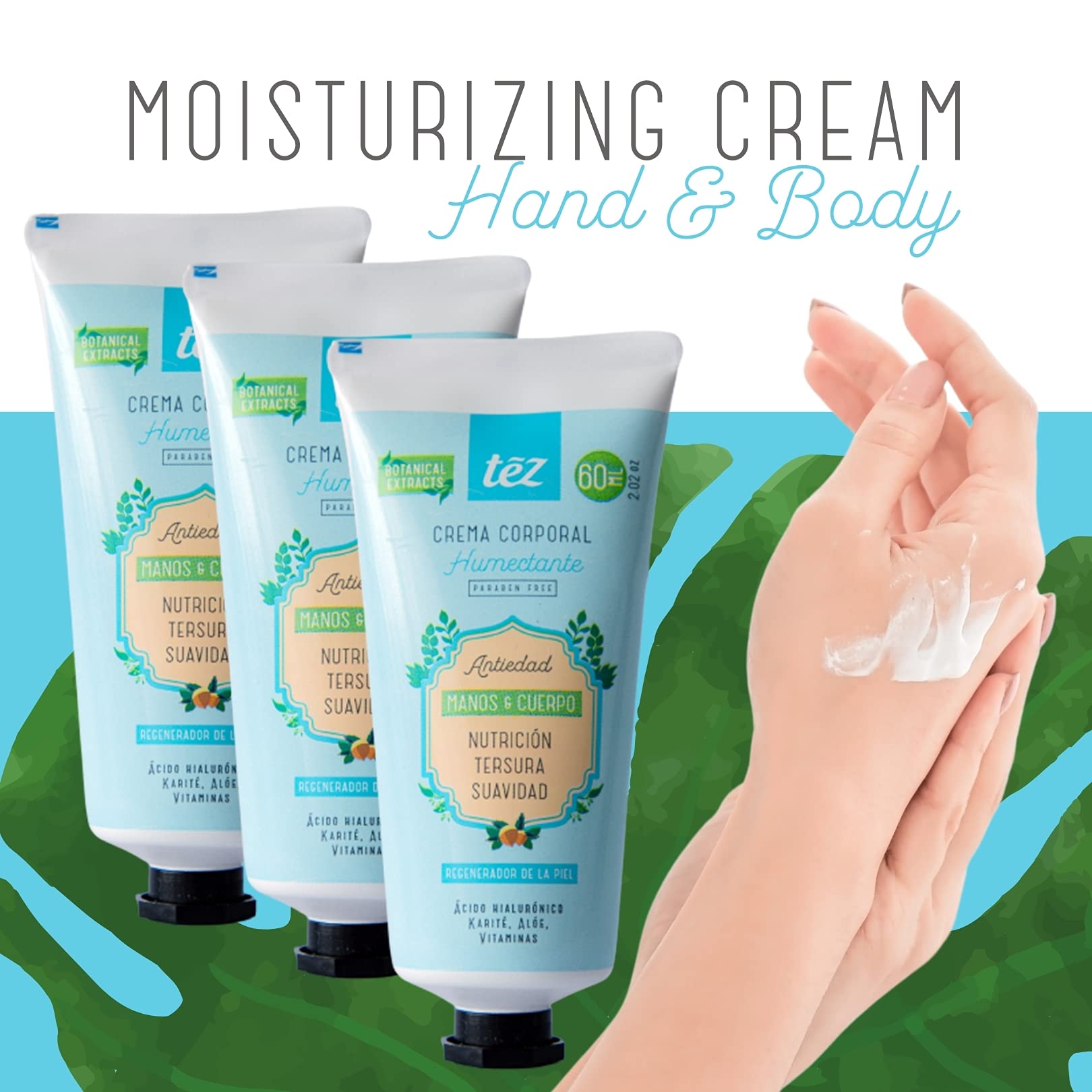 Tez Skin Care Moisturizing Body Cream Set - Scented Hand & Body Lotion, 3 Pack (6.7 Oz Each) for Dry Skin, Hydration & Daily Moisturizing - Perfect for Home, Office & Travel Use