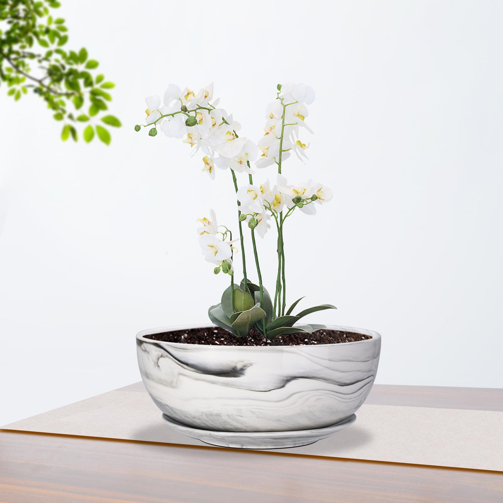 G EPGardening 10 Inch Large Marble Pattern Ceramic Planter Pot - Indoor/Outdoor Succulent & Flower Container for Home, Office, Garden Decor | Perfect for Plants, Herbs, and Decorative Displays