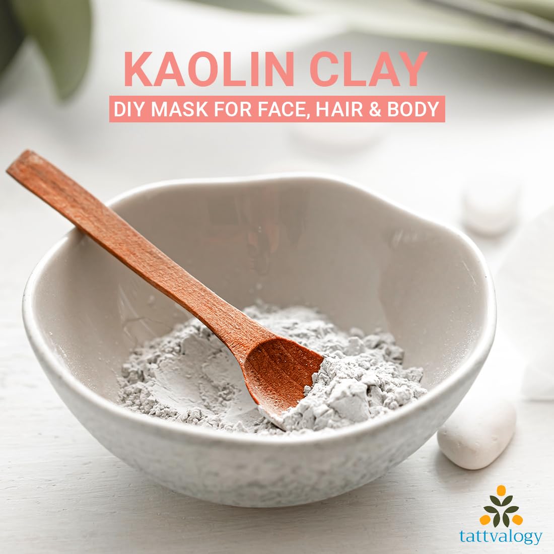 Tattvalogy Pharma Grade Kaolin Clay Powder - 175g | Organic White China Clay for Acne, Blackheads & Detan | Vegan, Paraben-Free Facial & Hair Mask in Glass Jar | Perfect for Spa Days & Skincare Routines