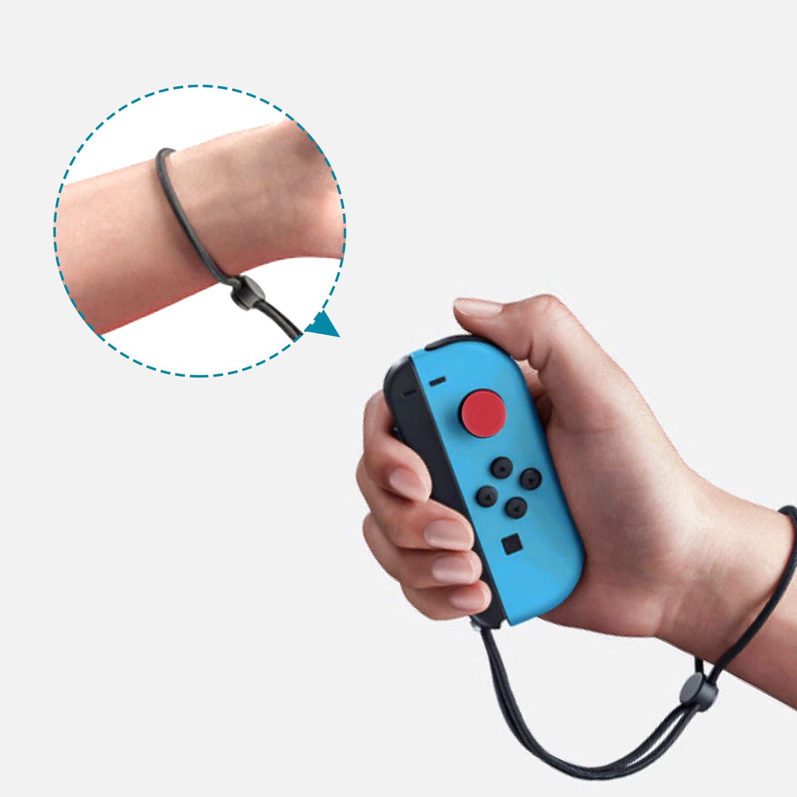 TOYMIS 2 Pack Adjustable Wrist Strap for Nintendo Switch Joy-Con Controllers - Elastic Wristband with Joystick Thumb Grip (Red, Blue) - Perfect for Gaming, Travel, and Preventing Controller Drops