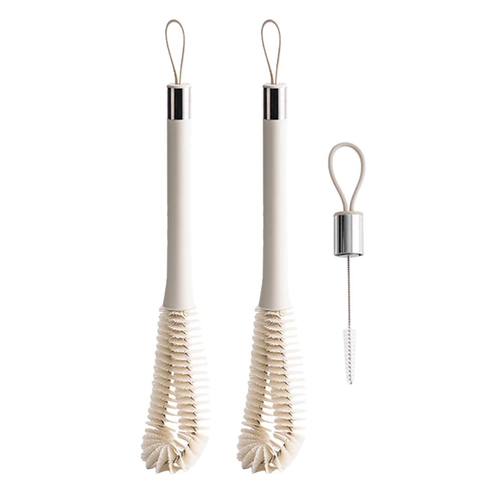 2 Pack Long Handle Cup & Bottle Cleaning Brushes - Multi-Functional Kitchen Scrubber for Mugs, Pitchers, Insulated Tumblers & Hard-to-Reach Crevices - Perfect for Home, Office & Travel Use