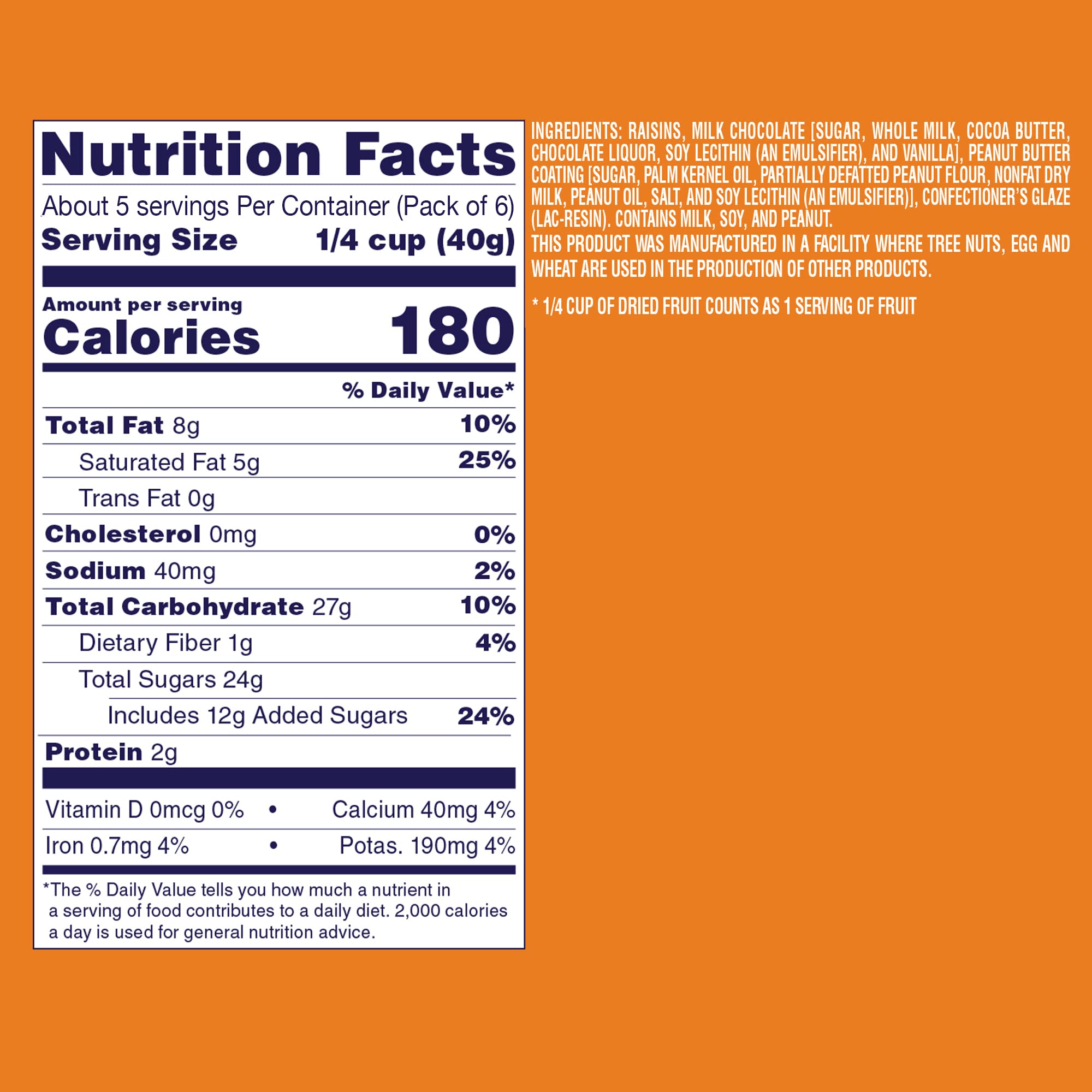Sun-Maid Chocolate Covered Raisins Snacks - Pure Milk Chocolate & Peanut Butter Raisins, 7oz (6-Pack) | Healthy On-the-Go Snack for Work, School & Travel