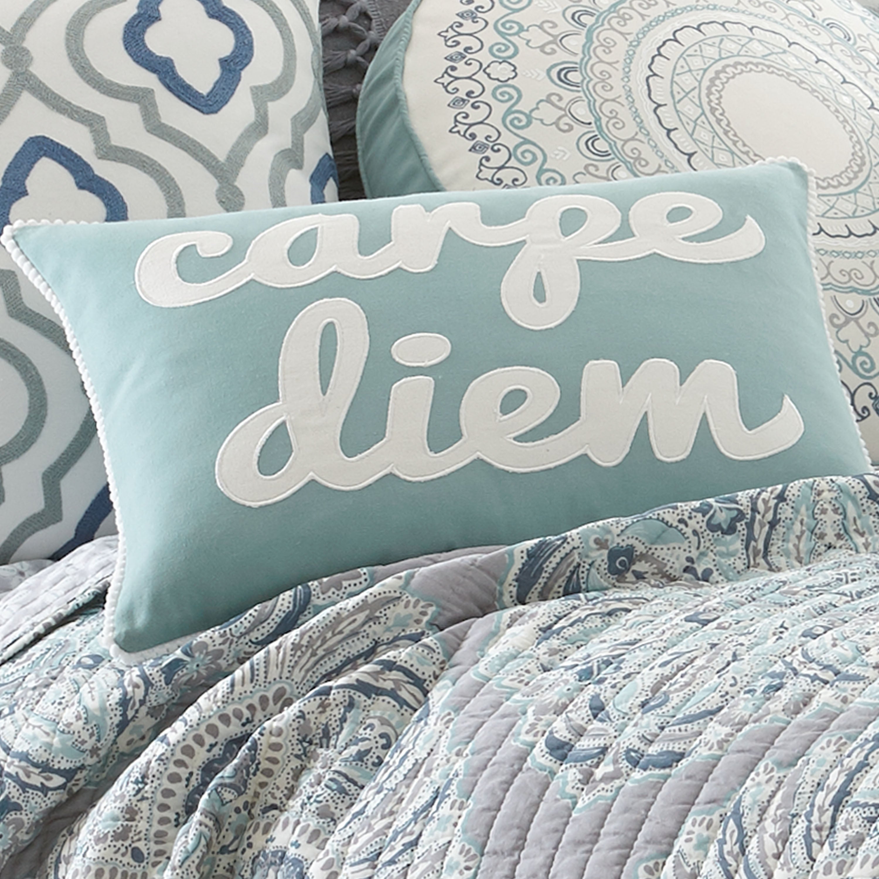 Tania Carpe Diem Decorative Throw Pillow - Inspirational Latin Phrase Home Decor for Living Room, Bedroom & Sofa