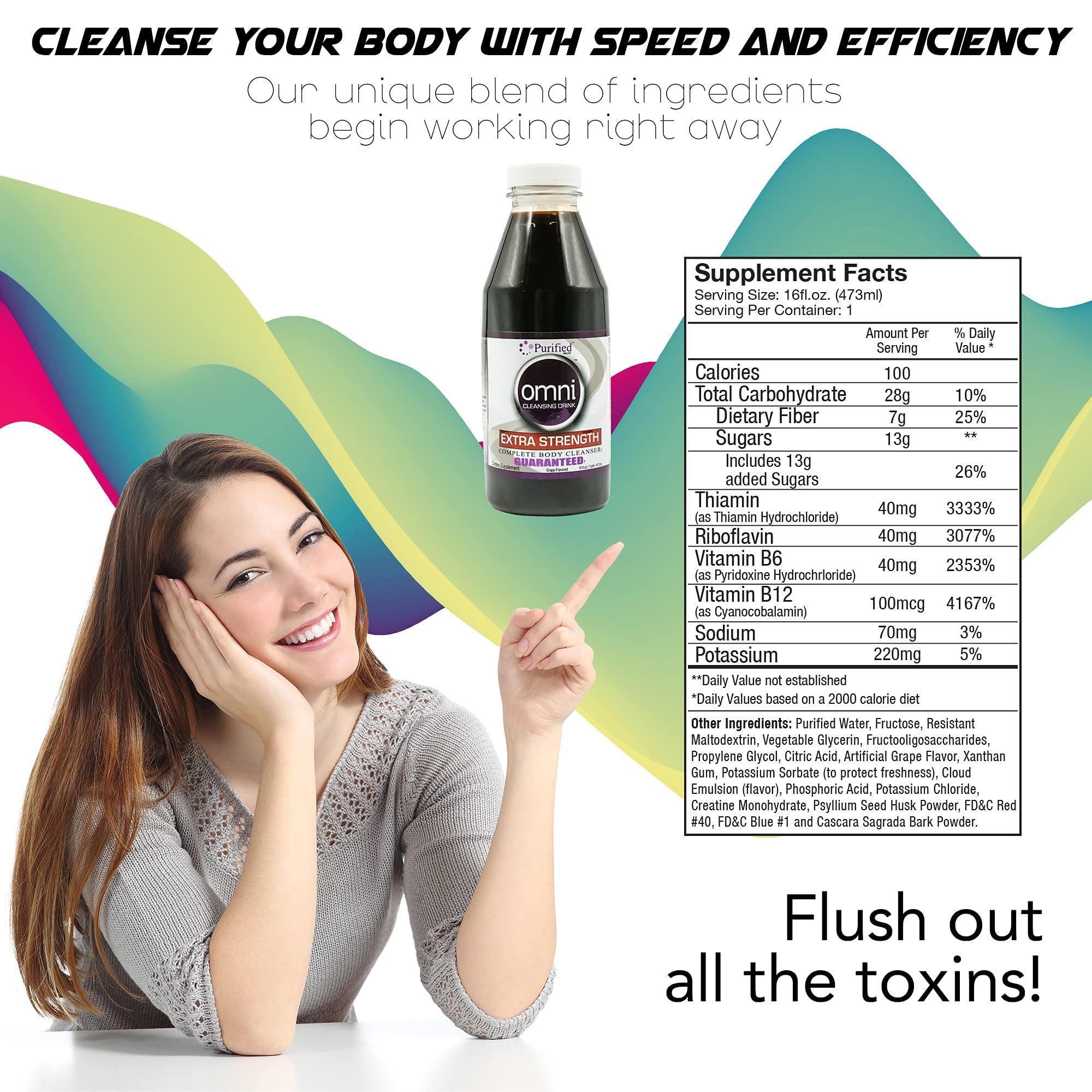 **Omni Detox Cleanse Drink - Natural Grape Flavor Whole Body Detox Juice - 16 oz Two Pack - Vitamins & Minerals Enriched for Quick Cleanse - Perfect for Post-Workout, Weight Loss & Liver Support**