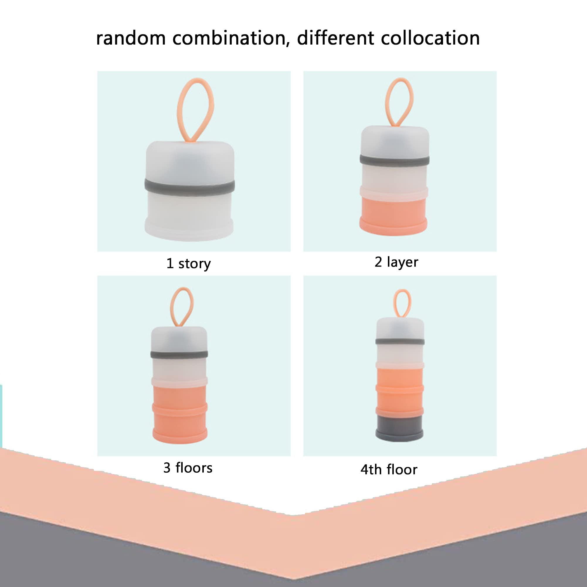 4-Layer Baby Formula Dispenser - Stackable Travel Milk Powder Container with 4 Spill-Proof Compartments | Portable Baby Feeding Storage for On-the-Go Parents | Perfect for Diaper Bags, Strollers & Travel (Pink)