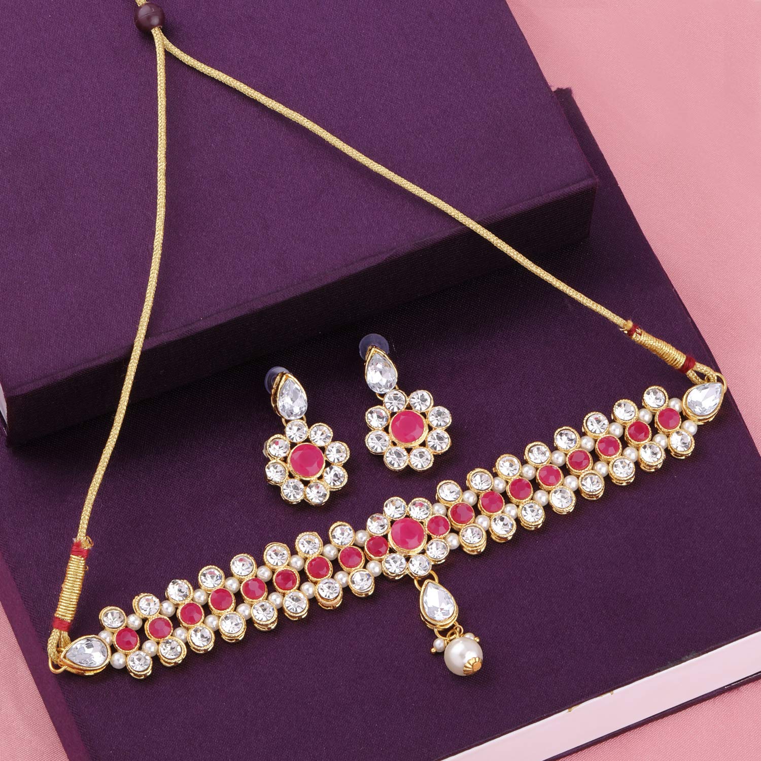 NM Creation Ethnic Stylish Choker Necklace Set for Women & Girls - Perfect for Parties, Weddings & Boho Fashion Accessories