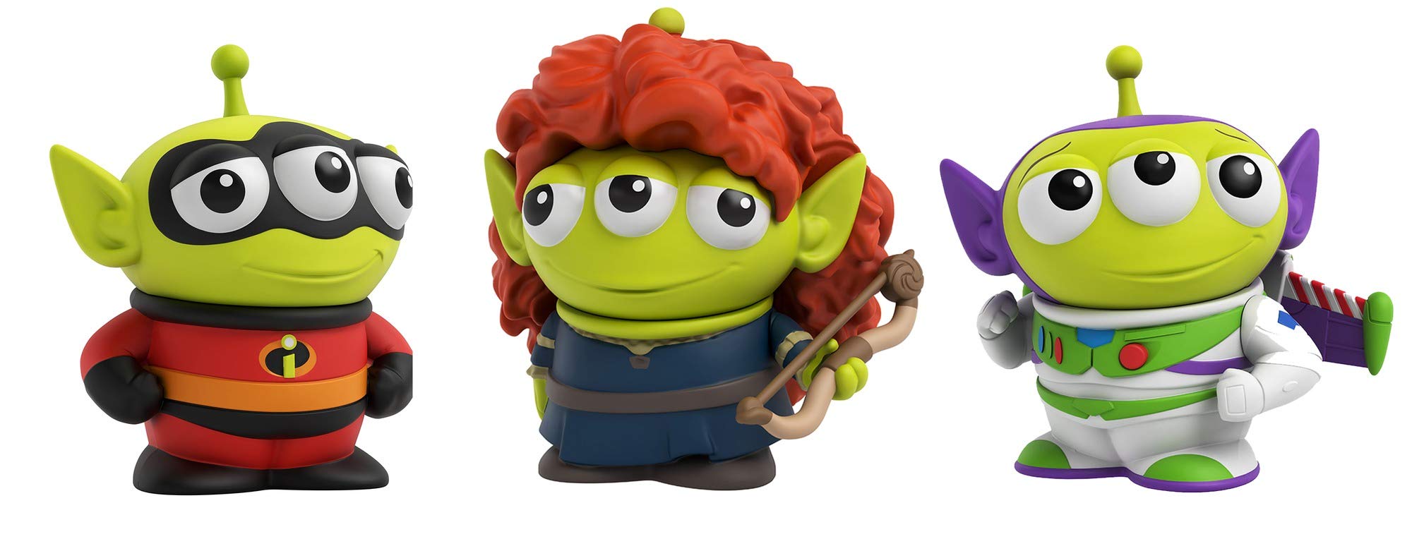 Pixar Alien Remix 3-Pack Action Figures - Mr. Incredible, Buzz Lightyear & Merida - 3-Inch Retro Toy Story Collectibles in Pizza Box Packaging - Perfect Gift for Kids Ages 3+ | Birthday Party Favors, Disney Movie Merchandise, Collectible Display
