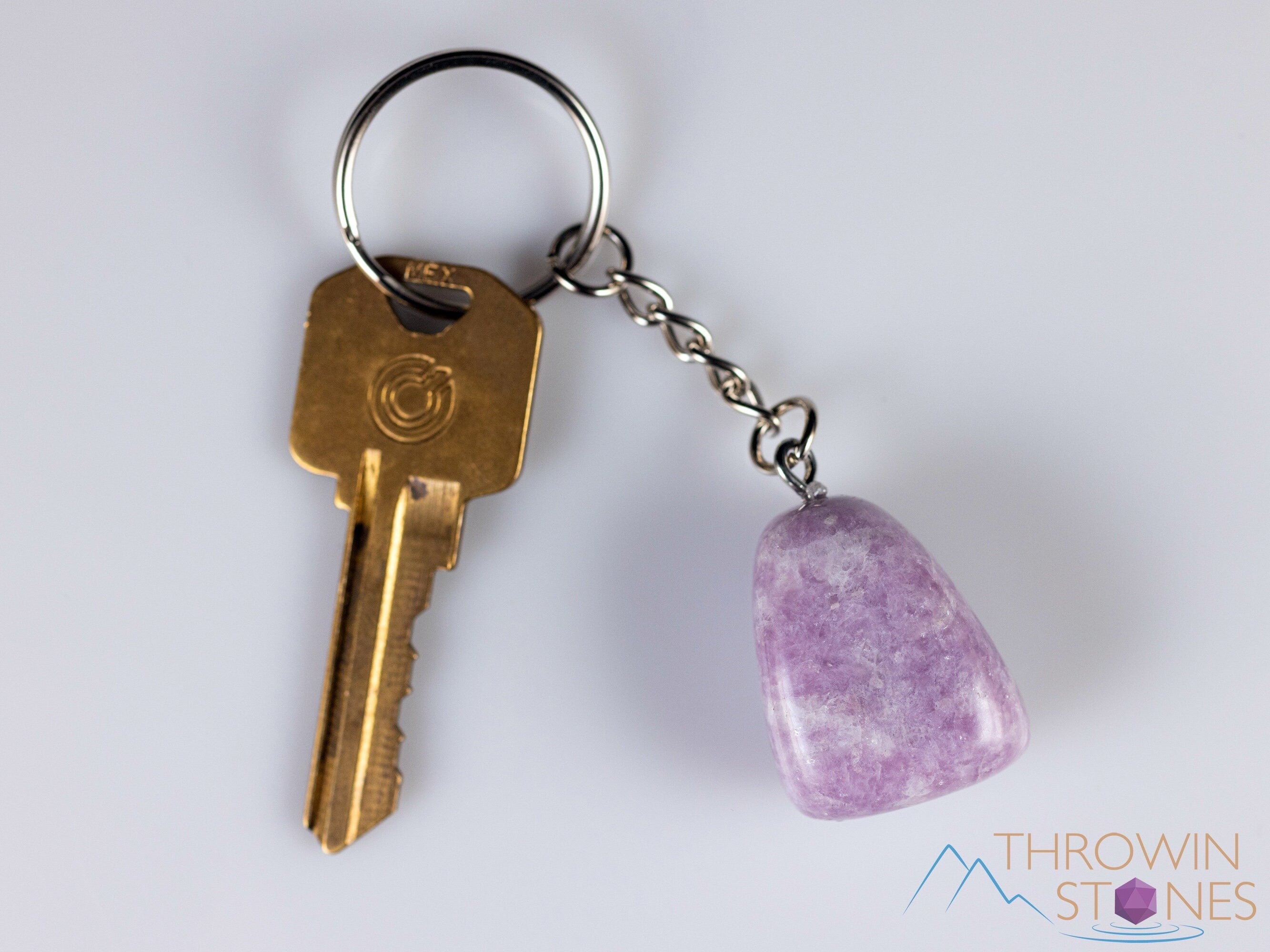 DRAGON'S Blood Jasper & Lepidolite Crystal Keychain - Tumbled Healing Stones for Self Care, Anxiety Relief, Chakra Balancing - Perfect Spiritual Gift (E2125) for Meditation, Travel & Daily Carry