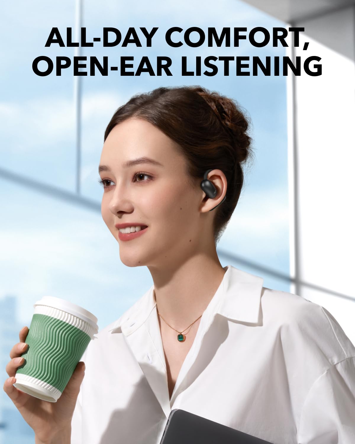 Soundcore AeroFit 2 by Anker - Open-Ear Bluetooth Headphones with Adjustable Ear Hooks, Rich Bass & Hi-Res Audio, 42H Playtime, IP55 Waterproof - Perfect for Running, Gym & Outdoor Activities (Renewed)