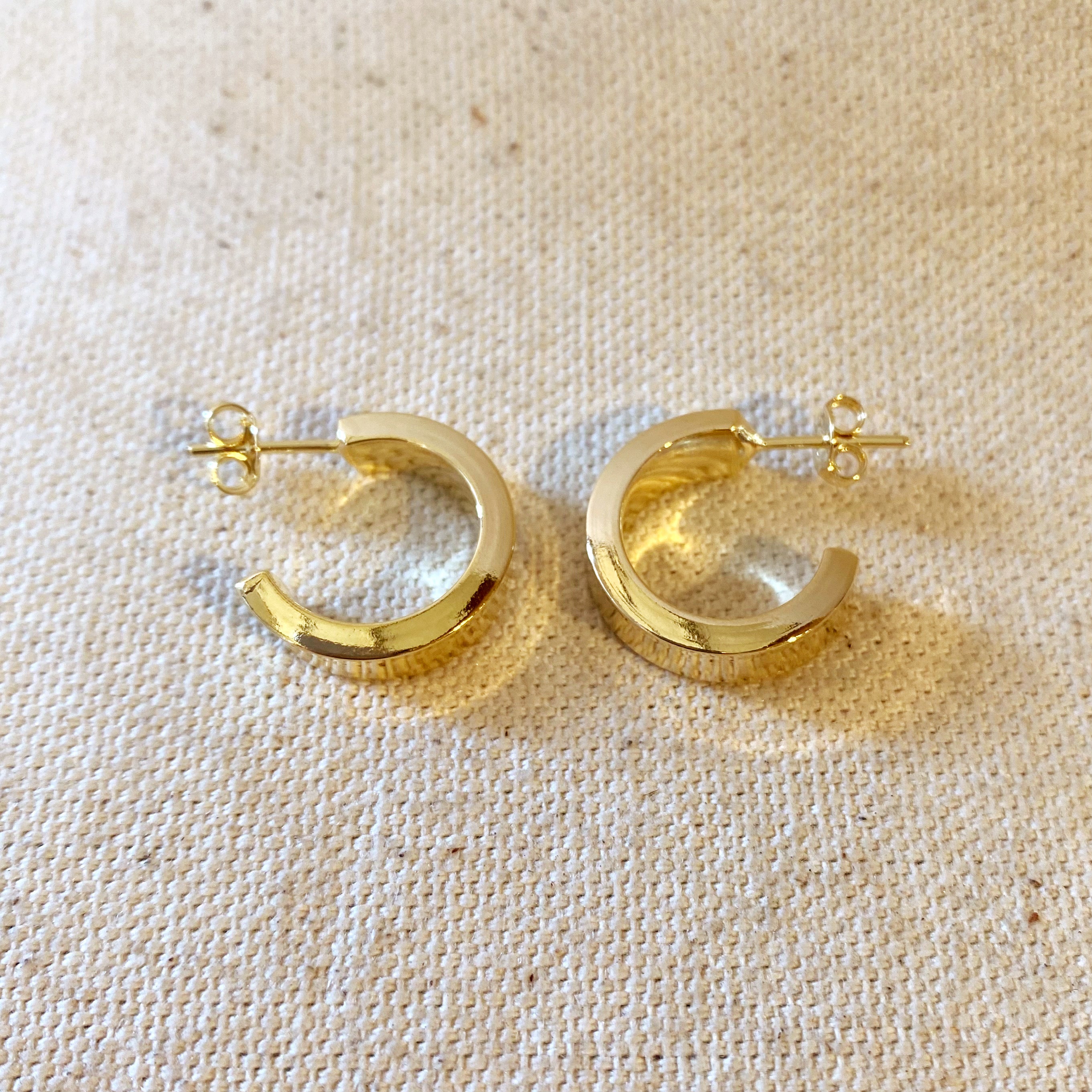 18K Gold Filled Flat Half Hoop Earrings for Women - Dainty Minimalist Everyday Jewelry - Perfect for Work, Date Night & Casual Outfits