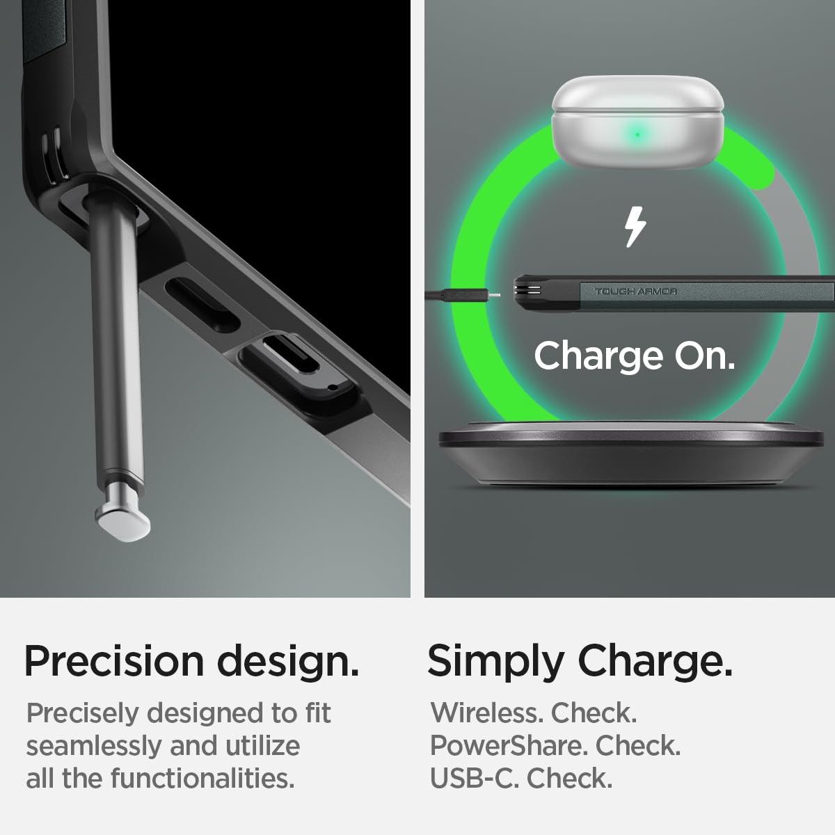 Spigen Tough Armor Heavy Duty Shock Resistant Case for Samsung Galaxy S24 Ultra - Abyss Green | Military-Grade Protection | Perfect for Outdoor Adventures & Daily Use