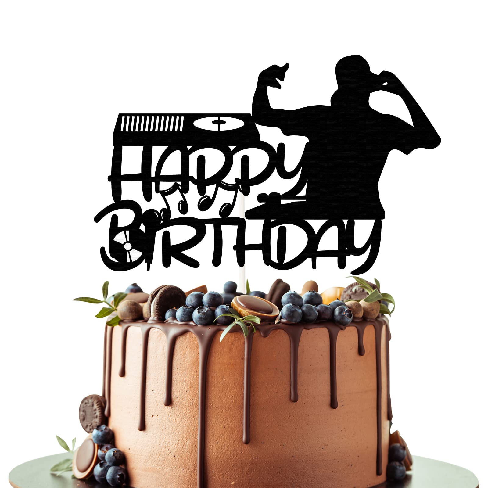 DJ Happy Birthday Cake Topper - Gold Disco Theme Party Decorations for Hip Hop Hooray Celebrations | Perfect for Birthday Parties, Anniversaries & Special Events