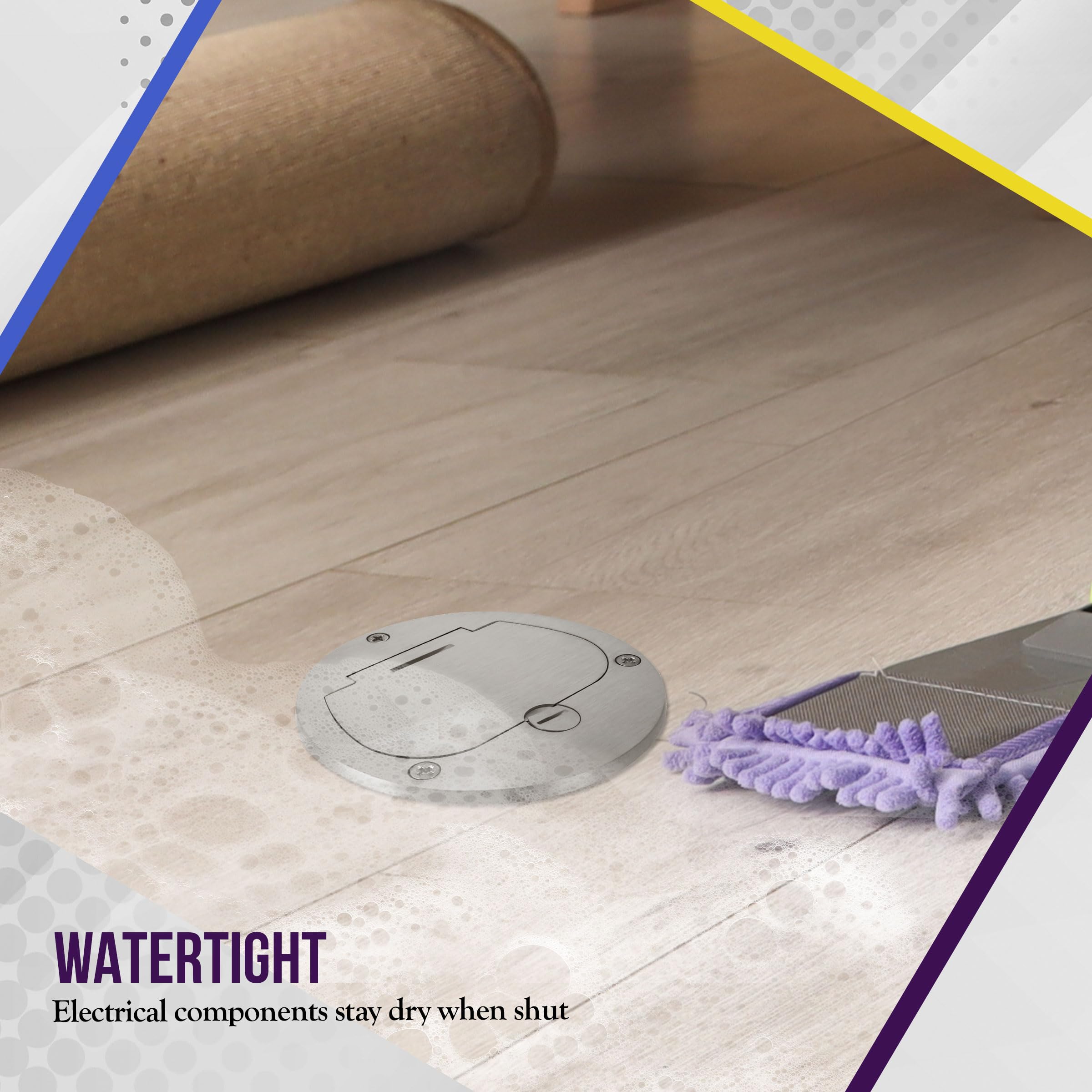 Enerlites 975502-S 4'' Hinged Floor Box Cover Flange - 20A Duplex Tamper & Weather Resistant Receptacle - Nickel Plated Brass - Ideal for Outdoor & Commercial Electrical Installations