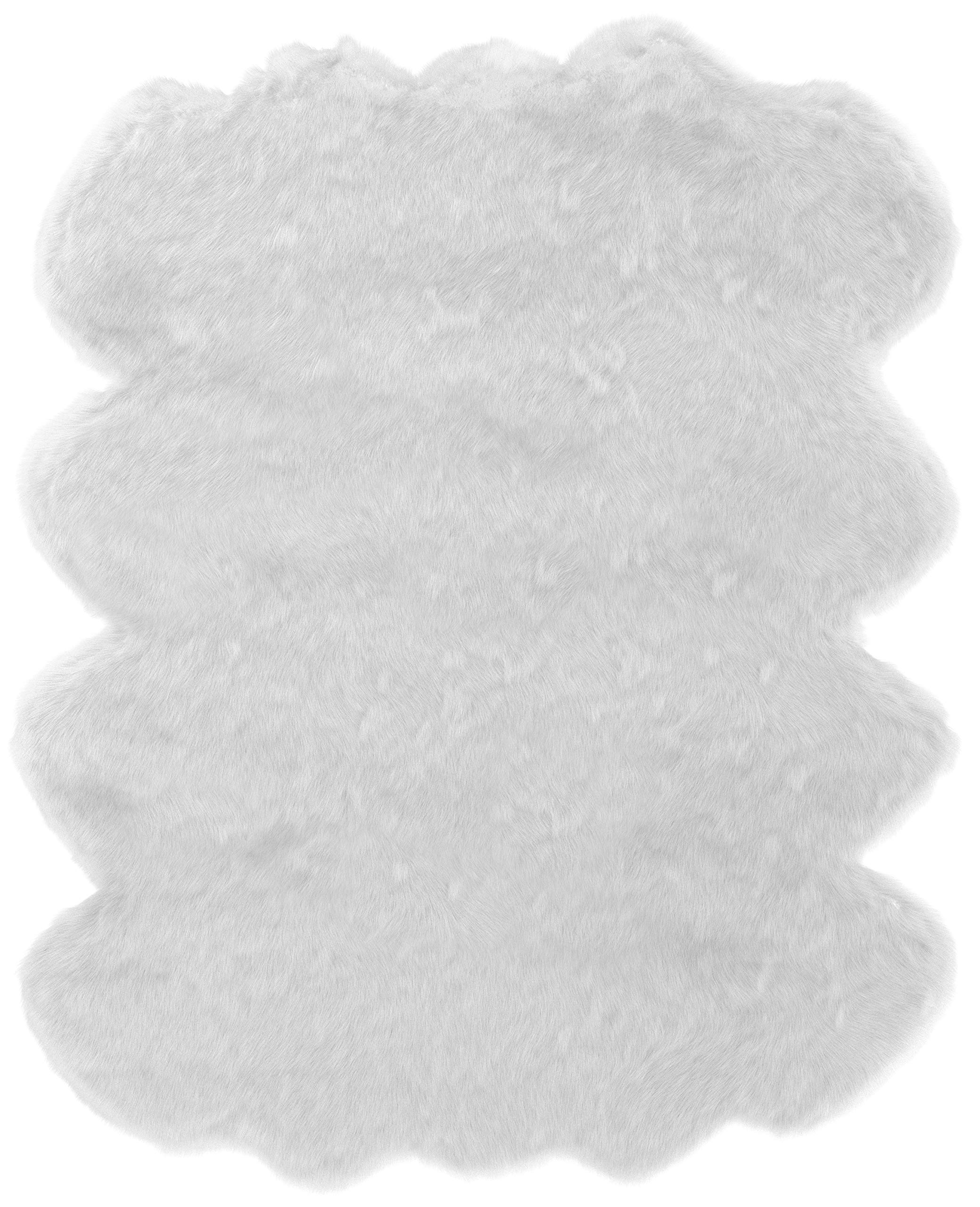 Abacasa Gloss White Faux Fur Area Rug - Soft Plush Shaggy Carpet for Living Room, Bedroom & Nursery - Cozy Home Decor for Winter