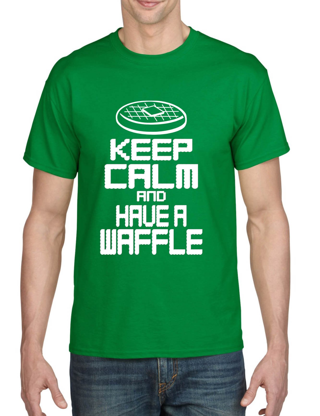 ALLNTRENDS Men's Keep Calm and Have A Waffle Day Graphic T-Shirt - Funny Food Lover Tee for Casual Wear & Gifts