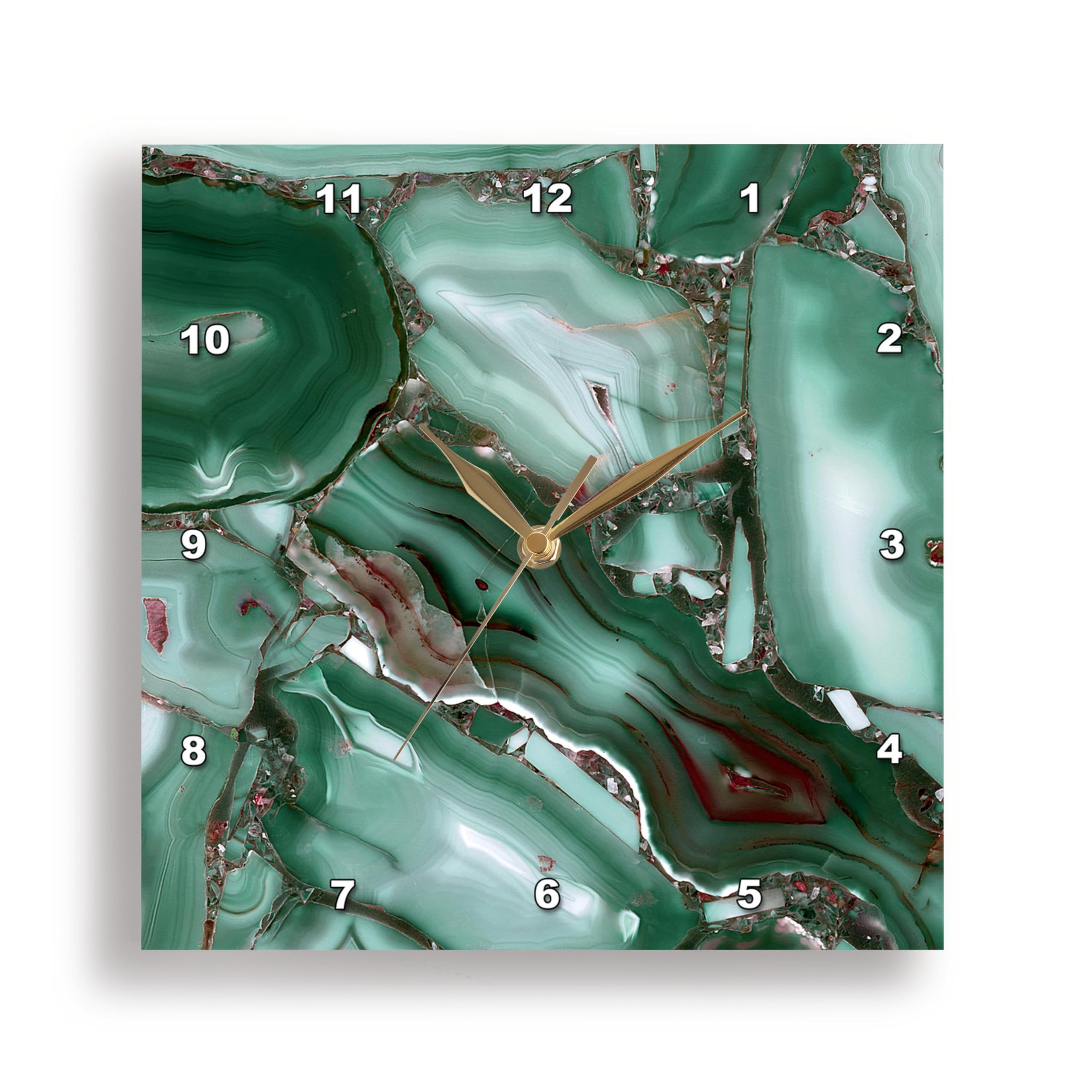 Luxury Green Marble Agate Gem Mineral Malachite Quartz Wall Clock - 15