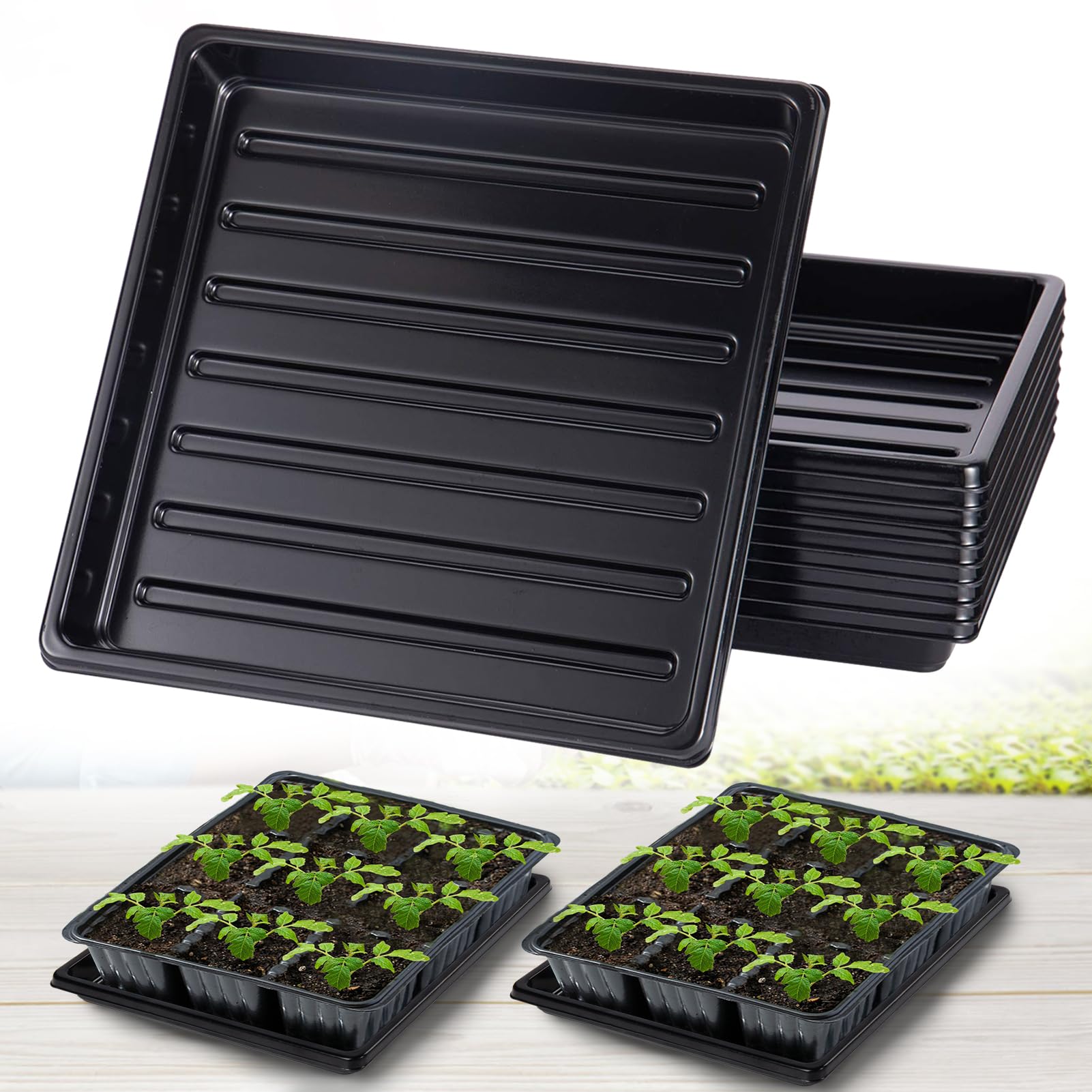 ANPHSIN 10-Pack Seed Starter Trays for Microgreens, Wheatgrass & Plant Propagation - 10.6