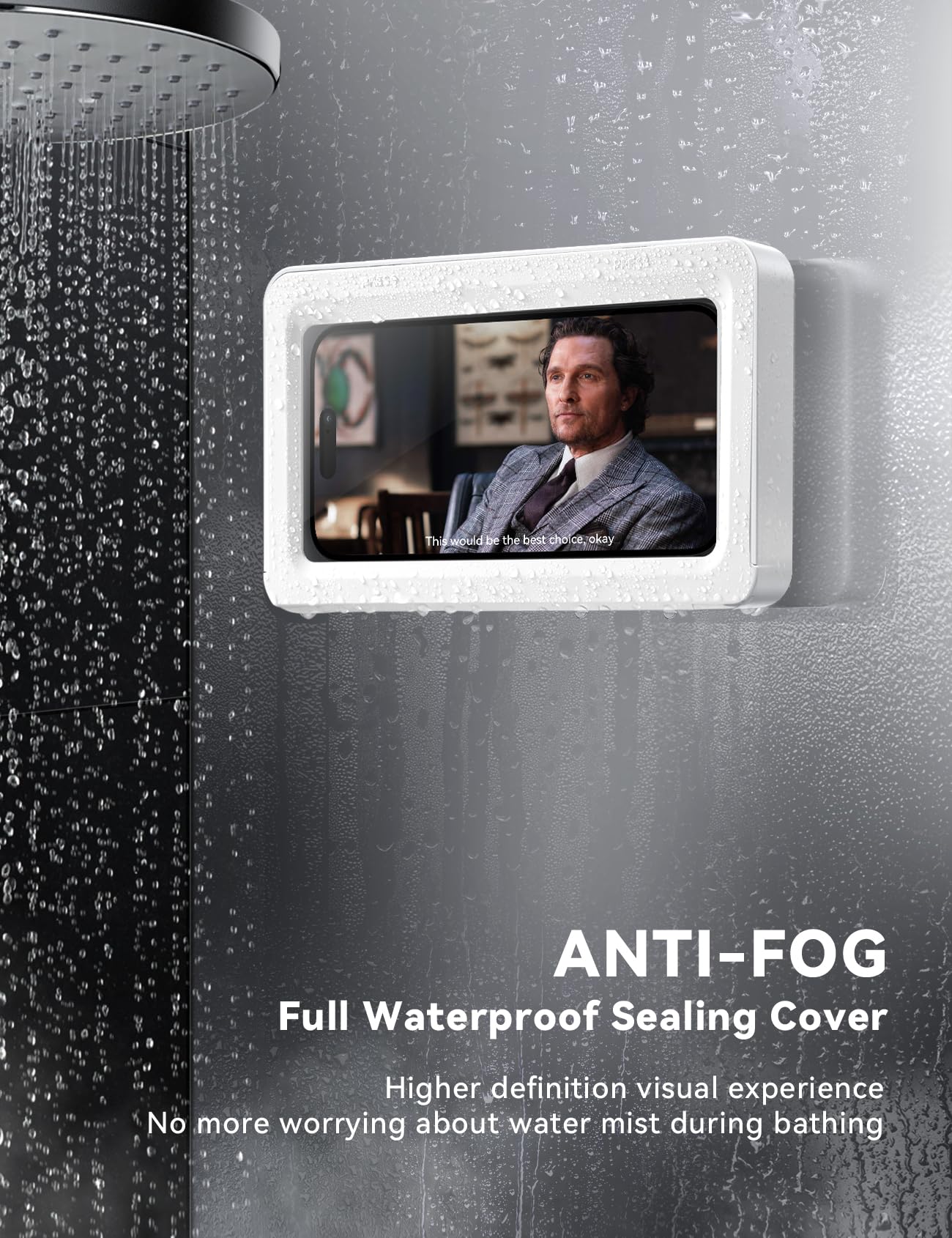 JOYROOM Waterproof Shower Phone Holder - 480° Adjustable Rotation, Anti-Fog Bathroom Phone Mount Stand for iPhone Samsung 4-7
