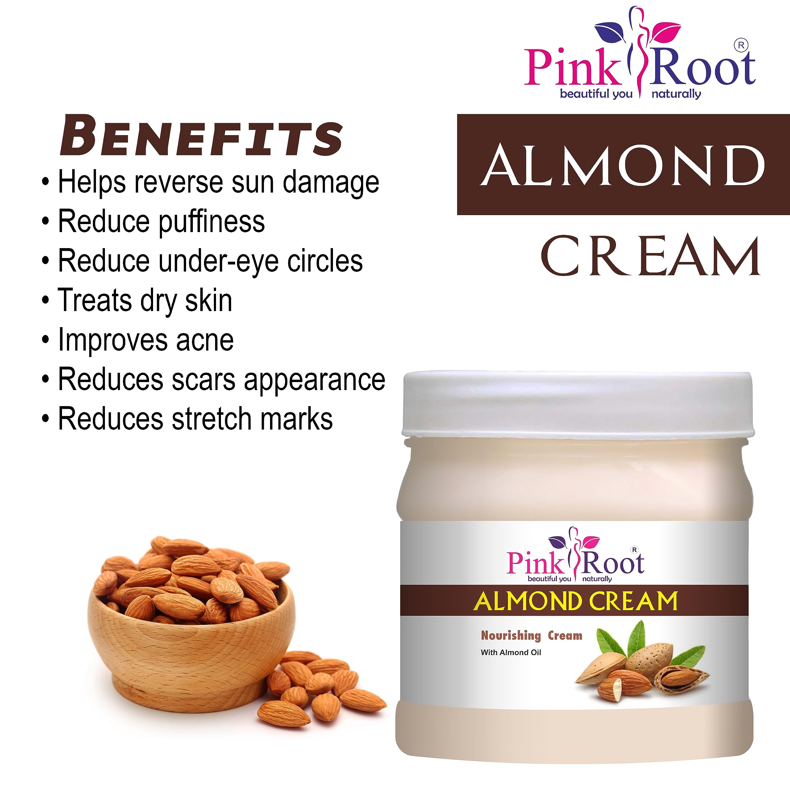 Organic Pink Root Almond Cream & Garlic Hair Mask Set - 500gm Each - Natural Hair Growth Treatment for Dry, Damaged Hair - Perfect for Home Spa & Hair Care Routine