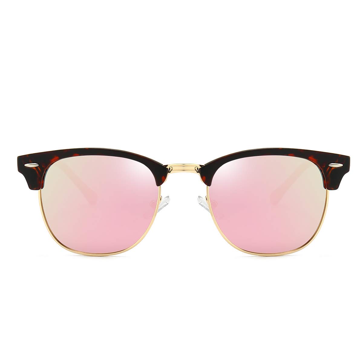Polarized Browline Sunglasses for Men & Women - Classic Semi-Rimless Retro Frame with UV 400 Protection | Perfect for Driving, Beach, and Outdoor Activities