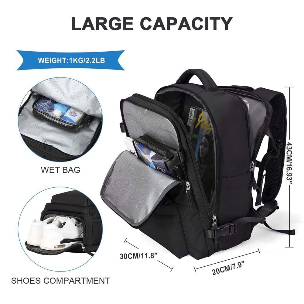 Best Women's Travel Backpack for College & Vacation - Lightweight Carry-On Luggage Bag for Airplane, Hiking & Daily Commute
