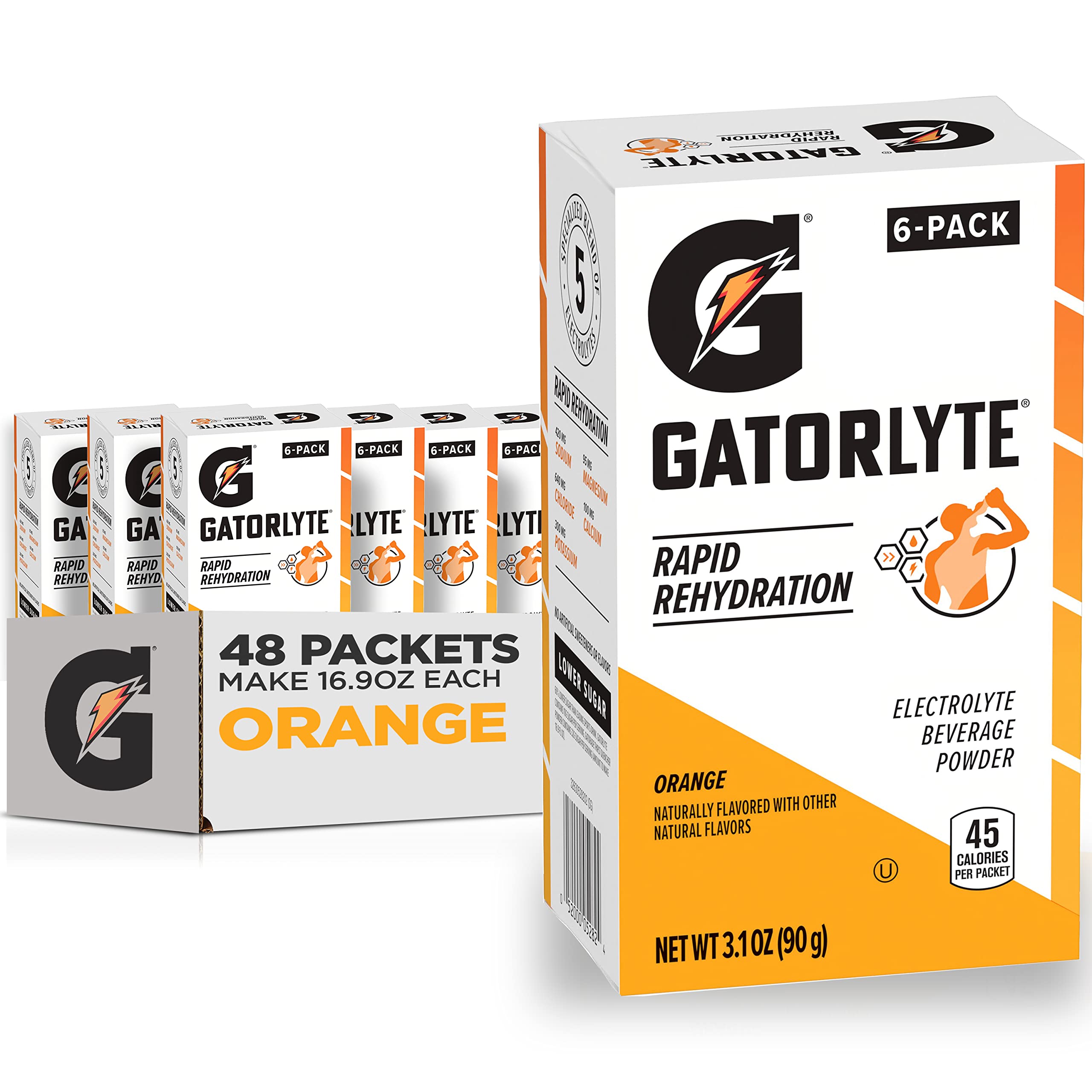 Gatorlyte Orange Electrolyte Powder - Pack of 48 (20 Fl Oz Each) | Fast Hydration for Athletes, Workout Recovery & Outdoor Activities