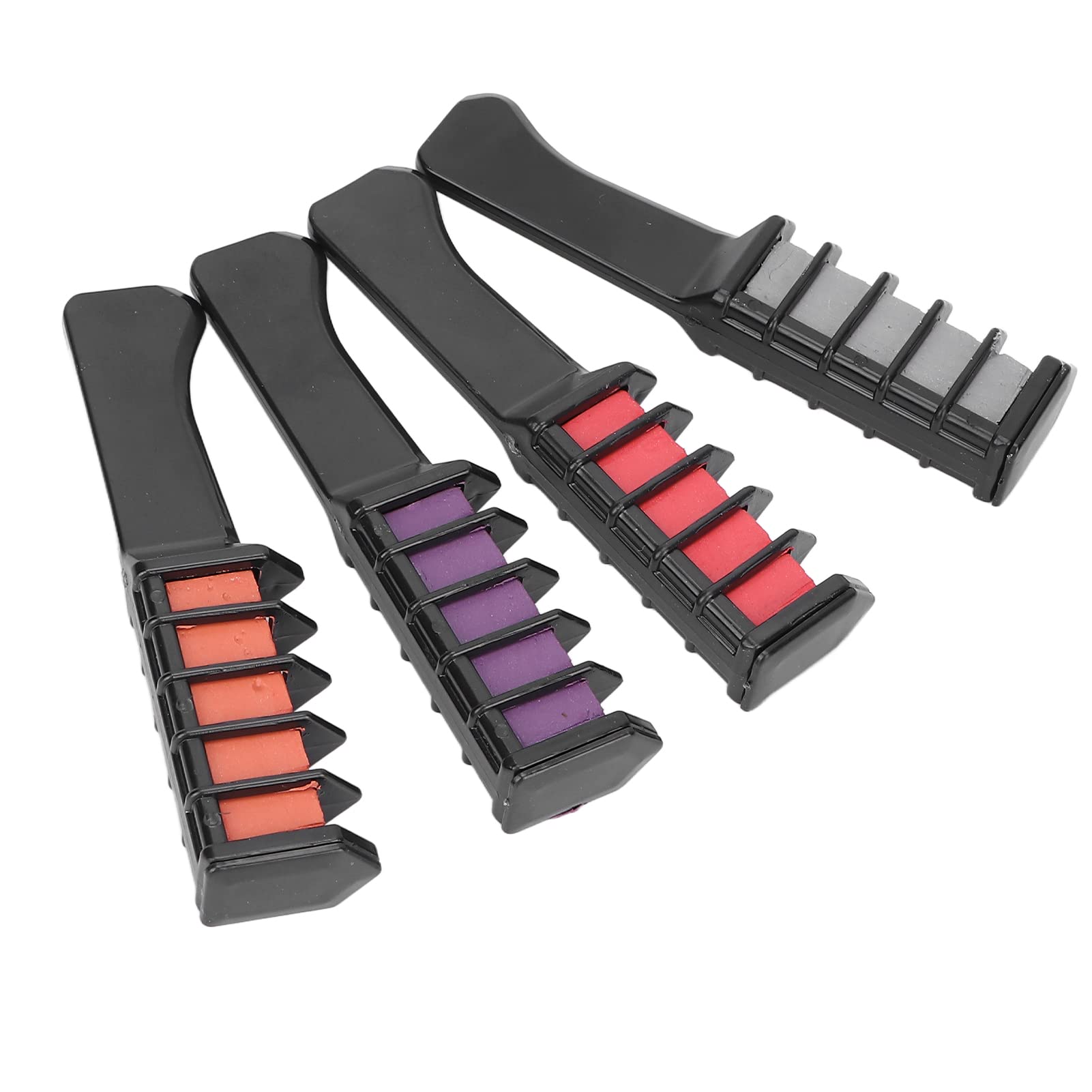 4 Pcs Temporary Hair Color Chalk Comb Set - Orange, Purple, Grey & Rose Red | Portable Hair Chalk for Parties, Family Gatherings & Kids Events | Professional Salon-Quality Non-Permanent Hair Dye for Fun Styling