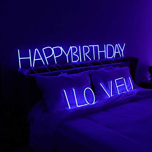 Custom LED Neon Letter Signs A-Z & 0-9 - Blue Illuminated Wall Decor for Home, Office & Events - Perfect for Birthday Parties, Weddings & Business Displays