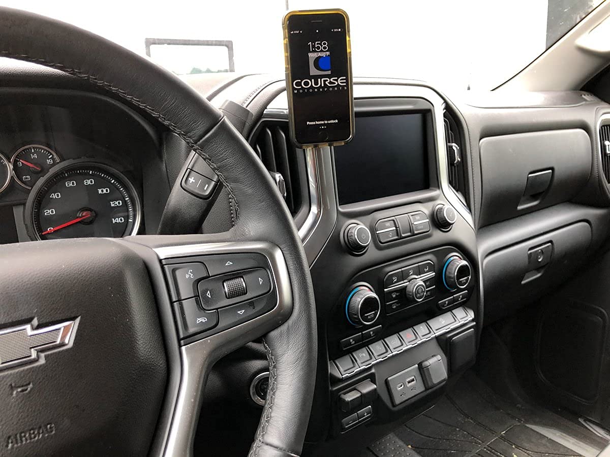 Course Motorsports DirectFit Automatic Gripping Wireless Charging Car Phone Mount Holder for Chevrolet/GMC 1500 (2019+), 2500 & 3500 (2020+) - Fast Charging Phone Stand for Truck & SUV (Black) - Perfect for Road Trips, Commuting & Hands-Free Navigation