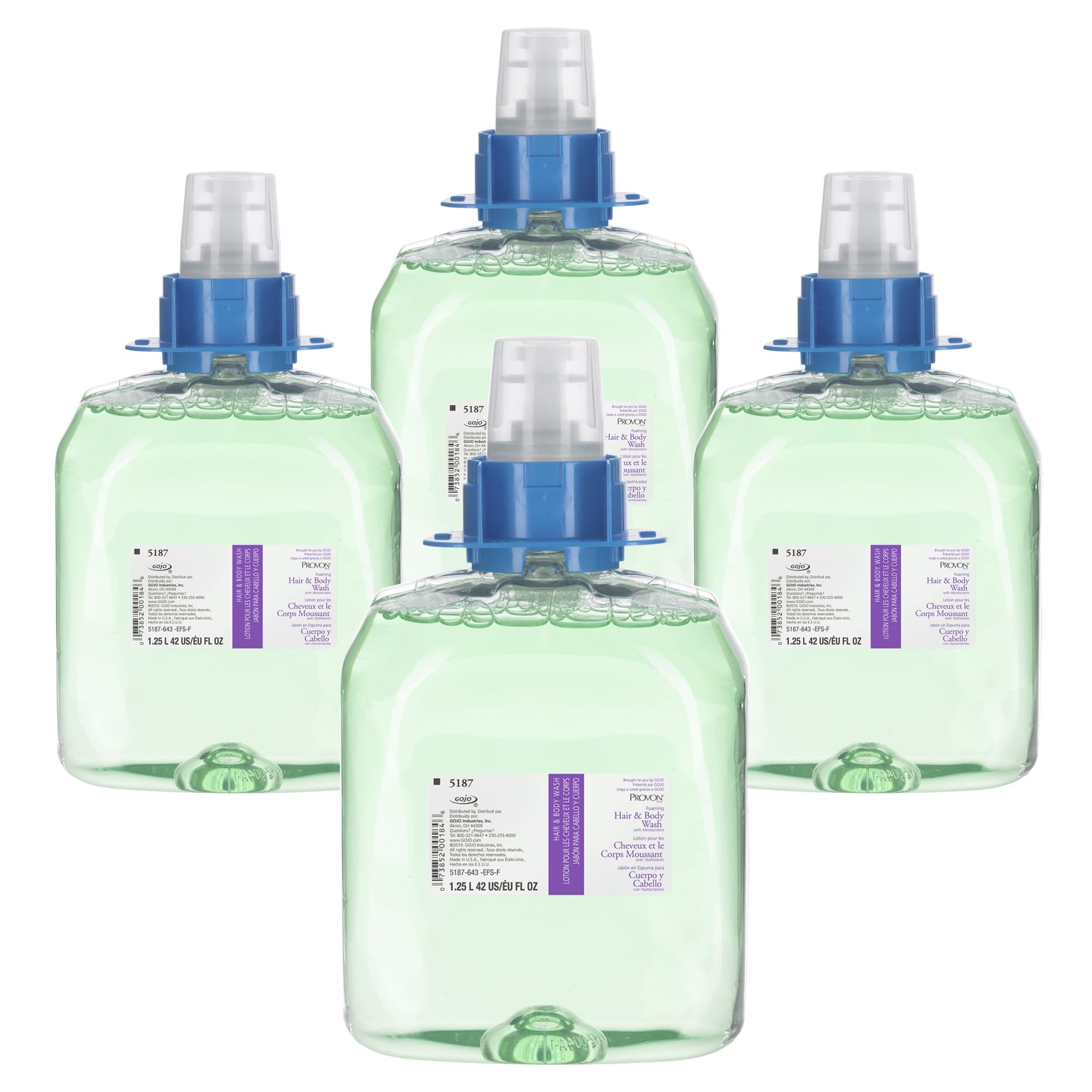 PROVON Foaming Cucumber Melon Hair & Body Wash Refill Pack - 42.3 Oz (4 Bottles) with Moisturizers | Gentle Cleansing for All Skin Types | Perfect for Showers, Baths & Travel