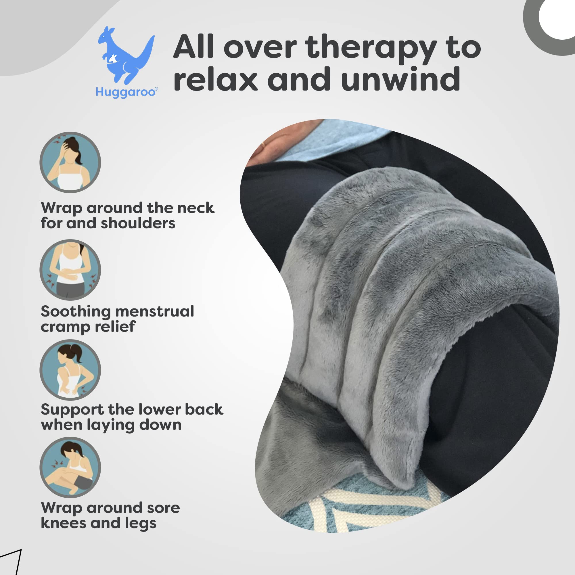 Relaxing Cordless Heating Pad for Neck, Shoulders & Back Pain Relief - Microwaveable & Reusable Hot Cold Therapy Pad - Unscented Gray Heating Pad for Home, Office & Travel Use
