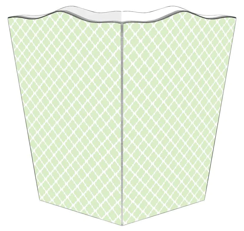 Chelsea Mint Green Decoupage Wastebasket with Optional Tissue Box Cover - Elegant Bathroom & Bedroom Trash Can for Home Decor