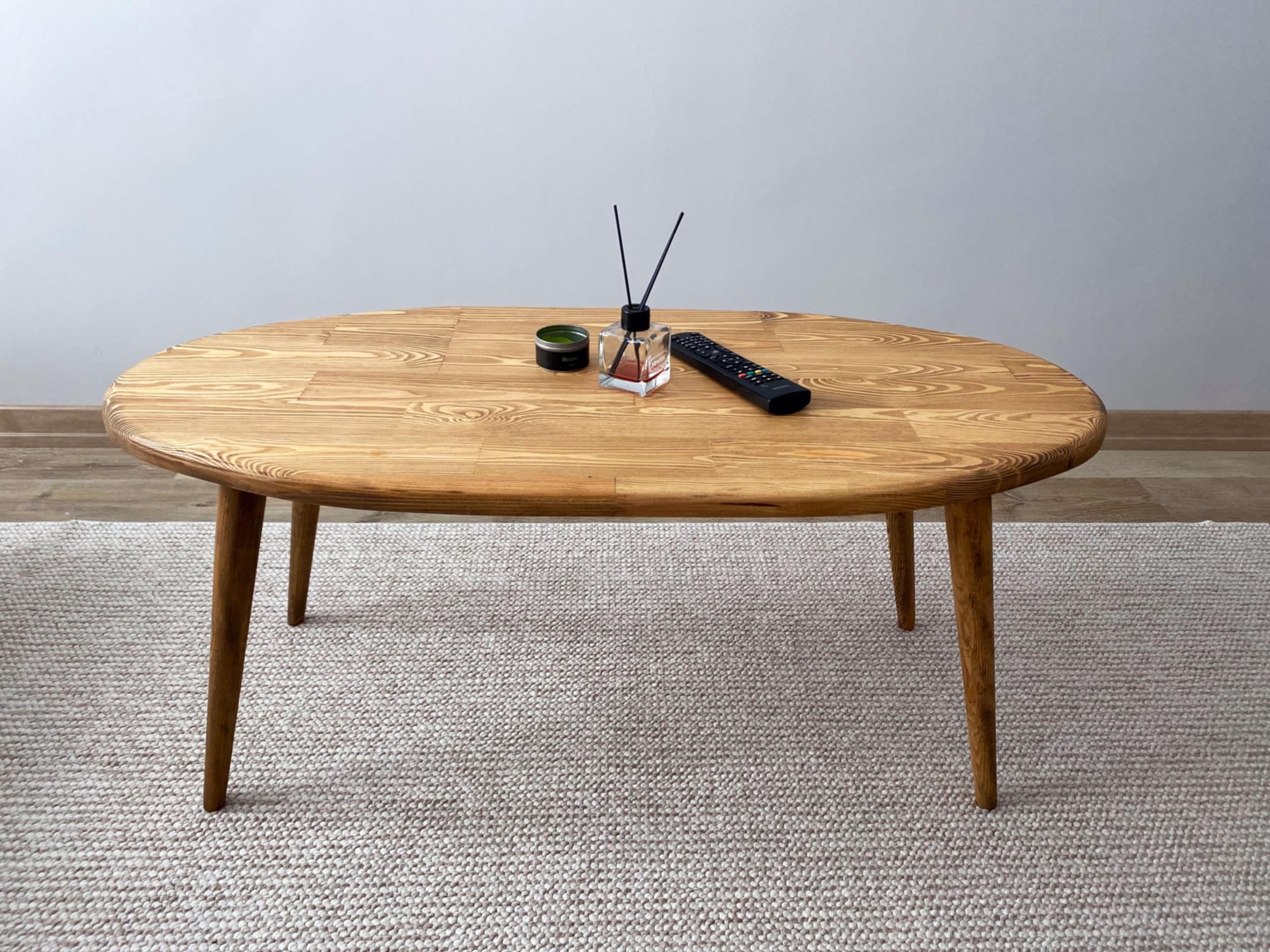 Scandinavian Oval Coffee Table 55x20 Inches - Modern Minimalist Living Room Furniture for Small Spaces & Apartments