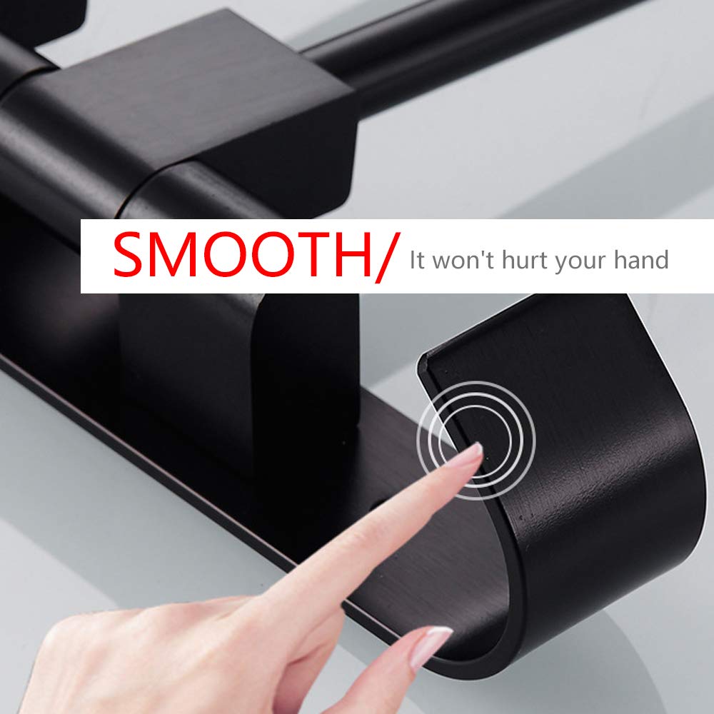 Wall Mounted Swing Out Towel Rack with 3 Hooks - Black Bathroom Towel Holder for Space Saving Storage | Perfect for Small Bathrooms, Laundry Rooms & Poolside Use
