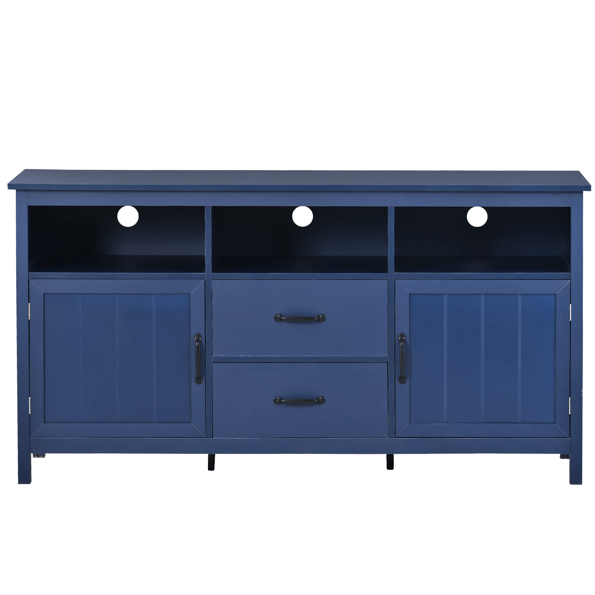 Modern 72 Inch TV Stand with 2 Doors & 2 Drawers - High Capacity Wooden Entertainment Center, Open Style Media Console Cabinet for Living Room - Navy Blue (Perfect for Home Theater Setup & Living Room Storage)