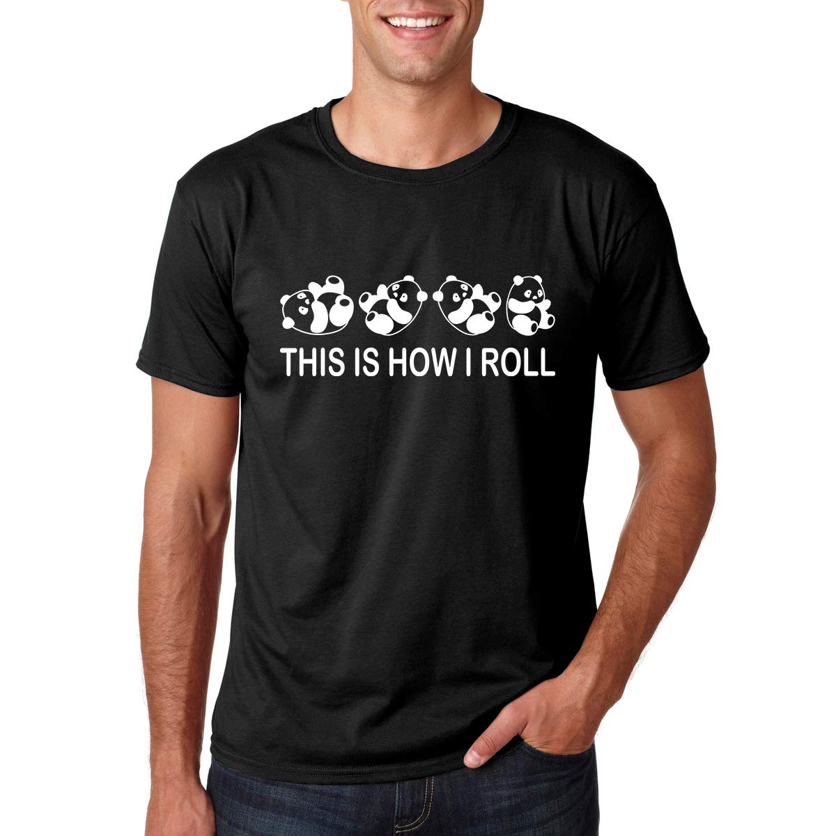Funny Sarcastic 'This is How I Roll' Panda T-Shirt for Men - Cute Rolling Panda Graphic Tee - Perfect for Casual Wear, Gifts & Sarcasm Lovers