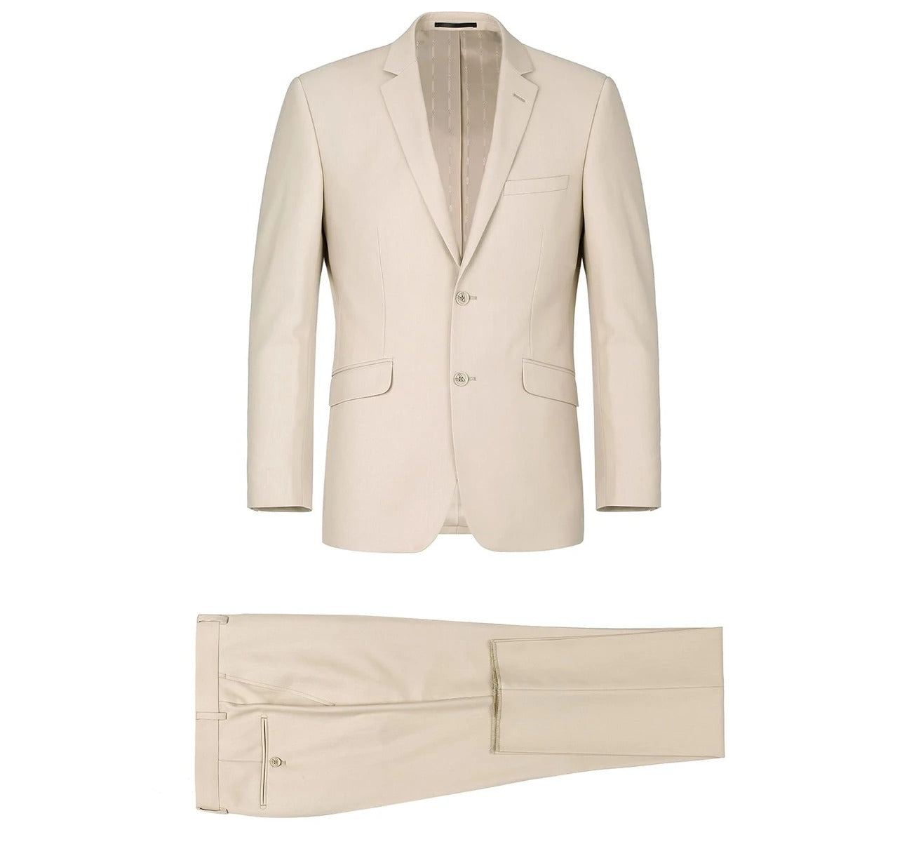 Alessandro Vitello by Renoir Beige 2-Piece Classic Fit Single Breasted Notch Lapel Suit | Premium Men's Business Formal Attire | Perfect for Weddings, Office Meetings & Special Occasions