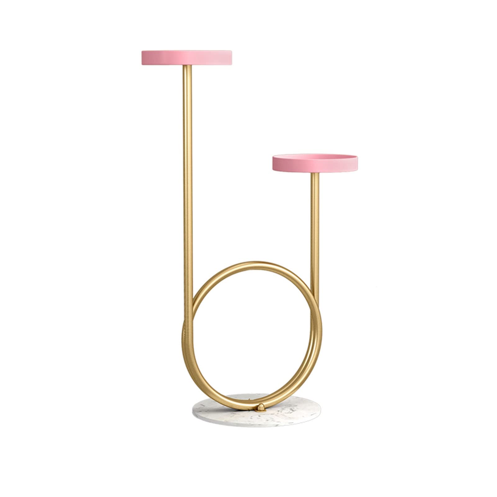 Modern Metal Marble Tiered Plant Stand - 3-Tier Indoor Flower Pot Holder for Home Decor, Corner, Bedroom & Living Room | Stylish Pink Potted Plant Shelf for Succulents, Herbs & Small Houseplants