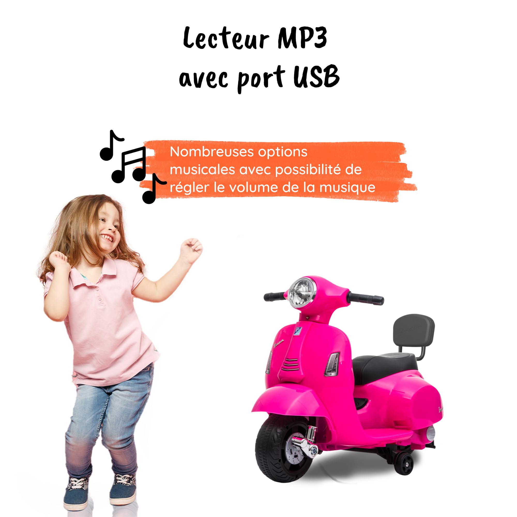 Official Licensed Piaggio Mini Vespa Kids Electric Scooter - 6V Pink Ride-On Toy with LED Lights & Fun Sounds | Perfect Gift for Toddlers Birthday & Outdoor Play