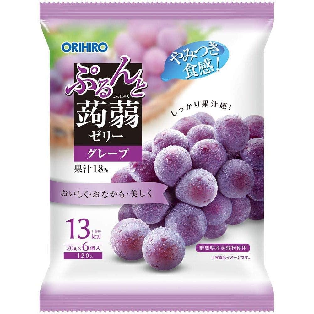 Orihiro Konjac Jelly Snack - Grape Flavor 120g (6-Pack) | Low-Calorie Healthy Snack for Weight Loss, Keto Diet & On-the-Go Energy Boost