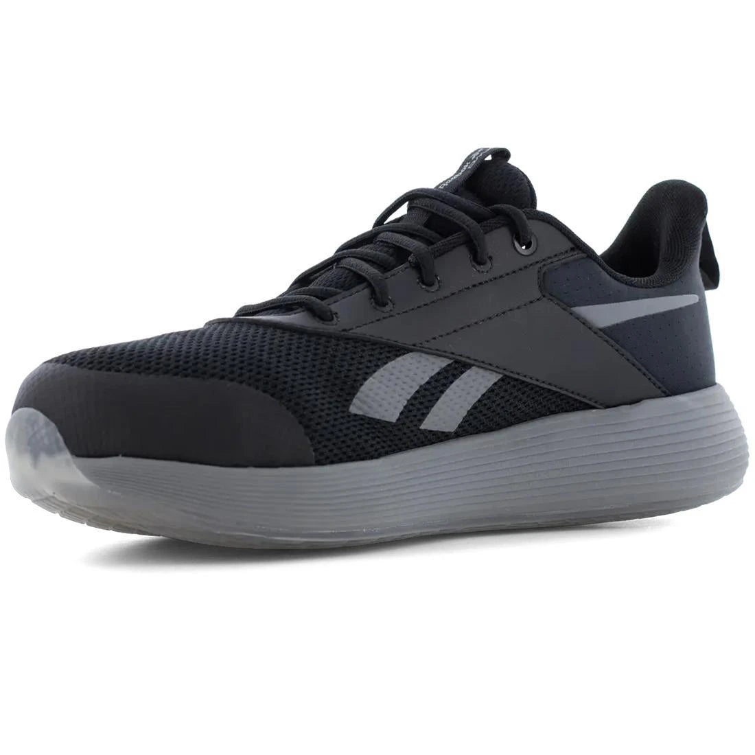 DMXair Comfort+ Composite Toe Athletic Work Shoes for Men - Lightweight Safety Shoes with Cushioning Technology, Black/Gray - Ideal for Construction, Warehouse & Industrial Work