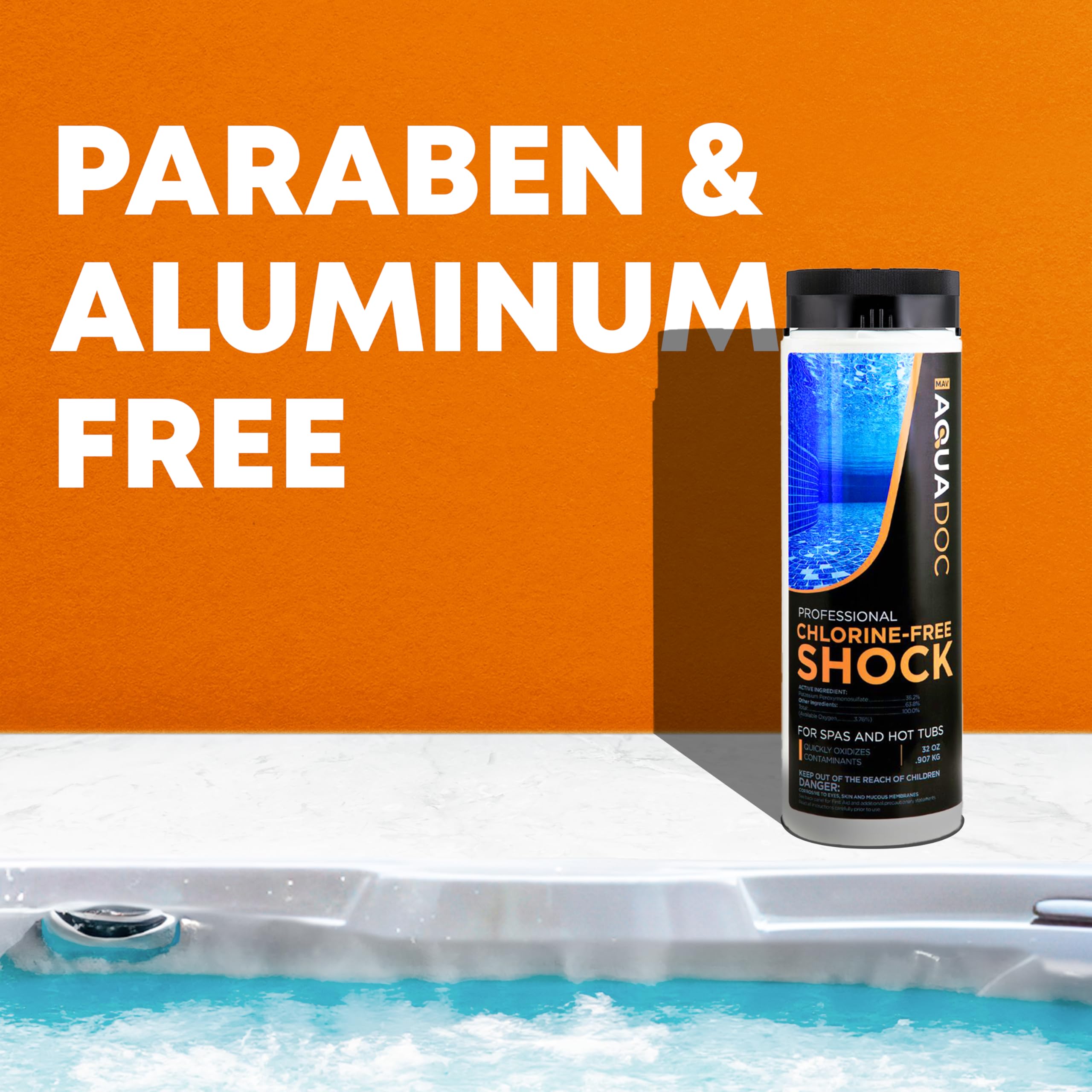Non-Chlorine Spa Shock for Hot Tubs - 32oz (4 Pack) | Chlorine-Free Oxidizing Hot Tub Shock | Made in USA | Helps Maintain Clean Water & Enhance Sanitizer Performance | Perfect for Weekly Hot Tub Maintenance & Water Clarification