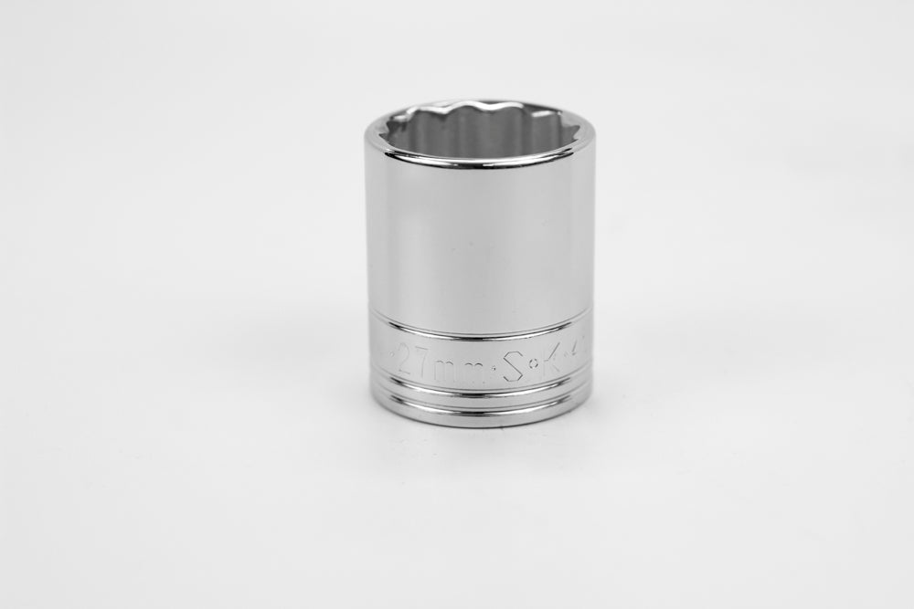 1/2 Inch Drive 27mm 12-Point Chrome Socket - Metric Standard Size for Automotive, Machinery & DIY Repairs