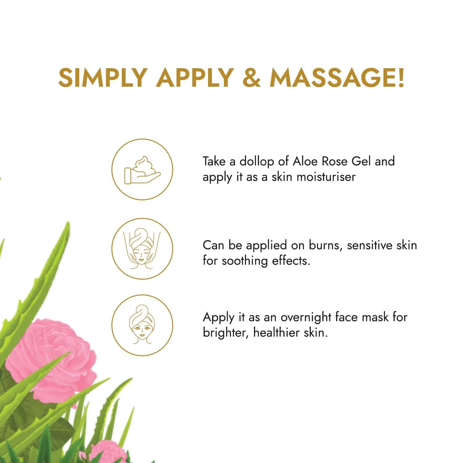 Kapiva Skin Rituals Aloe Rose Gel 200g - Soothing Aloe Vera Face Gel with Rose Actives for Glowing Hydrated Skin | Clinically Tested | Perfect for Sunburn Relief, Daily Moisturizing & Nighttime Skin Care