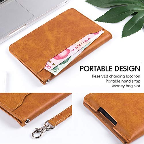 Premium PU Leather Protective Cover with Hand Strap & Stand for Kindle Paperwhite 10th Gen (2018) - Durable Case Fits All Paperwhite Models - Perfect for Reading, Travel & Commuting (Black)