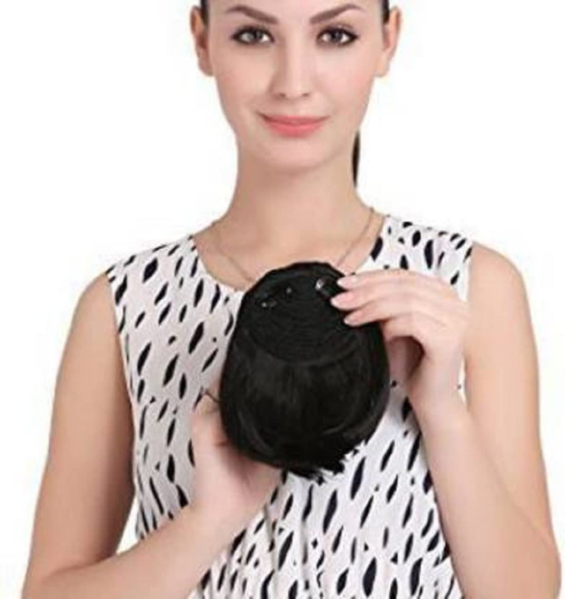 Abrish Black Women's Stylish Silky Hair Bangs - Natural Looking Fringe for Everyday Wear & Special Occasions