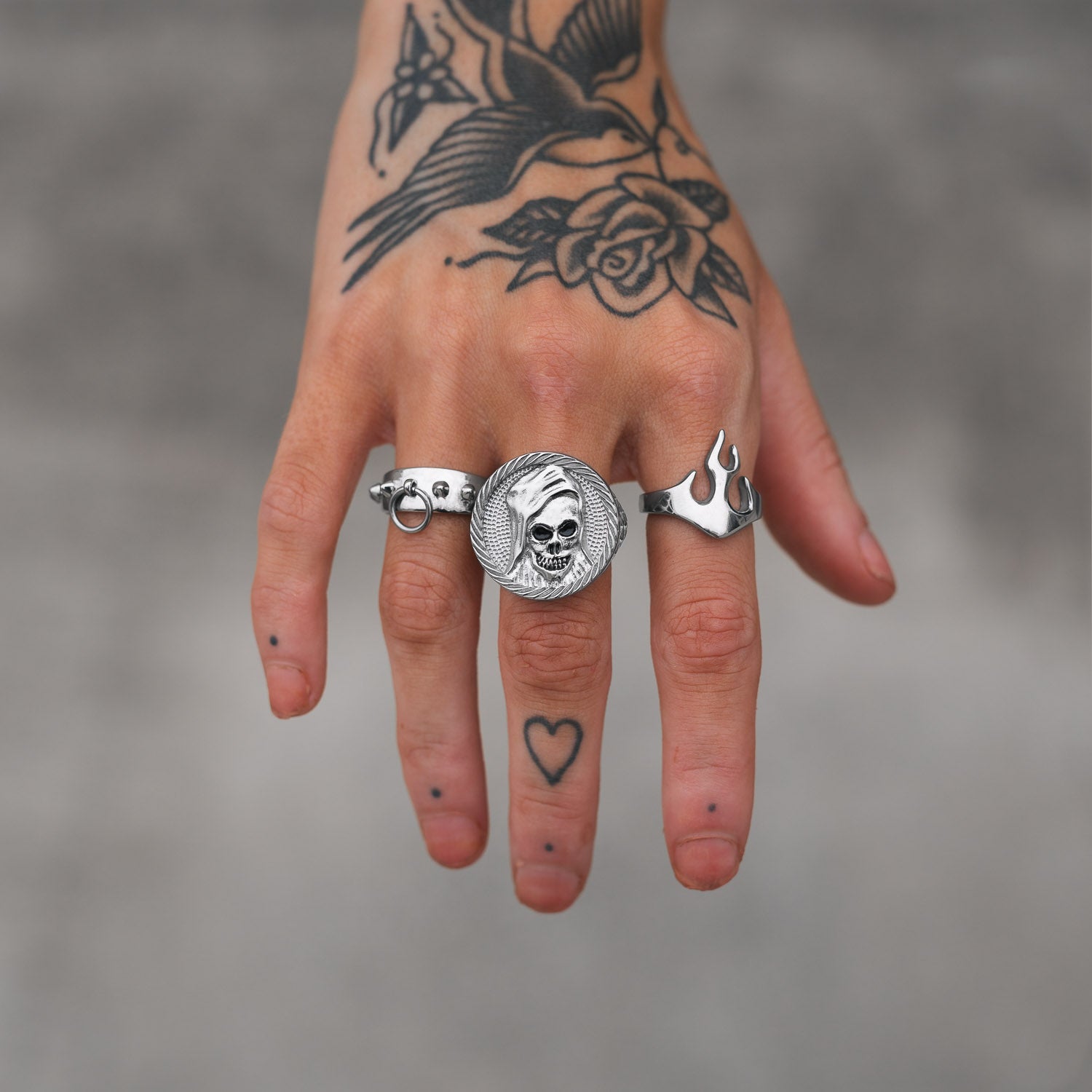 The Reaper Sovereign Ring - Gothic Silver Skull Ring for Men, Punk Style Jewelry - Perfect for Halloween, Cosplay, and Dark Fashion Accessories