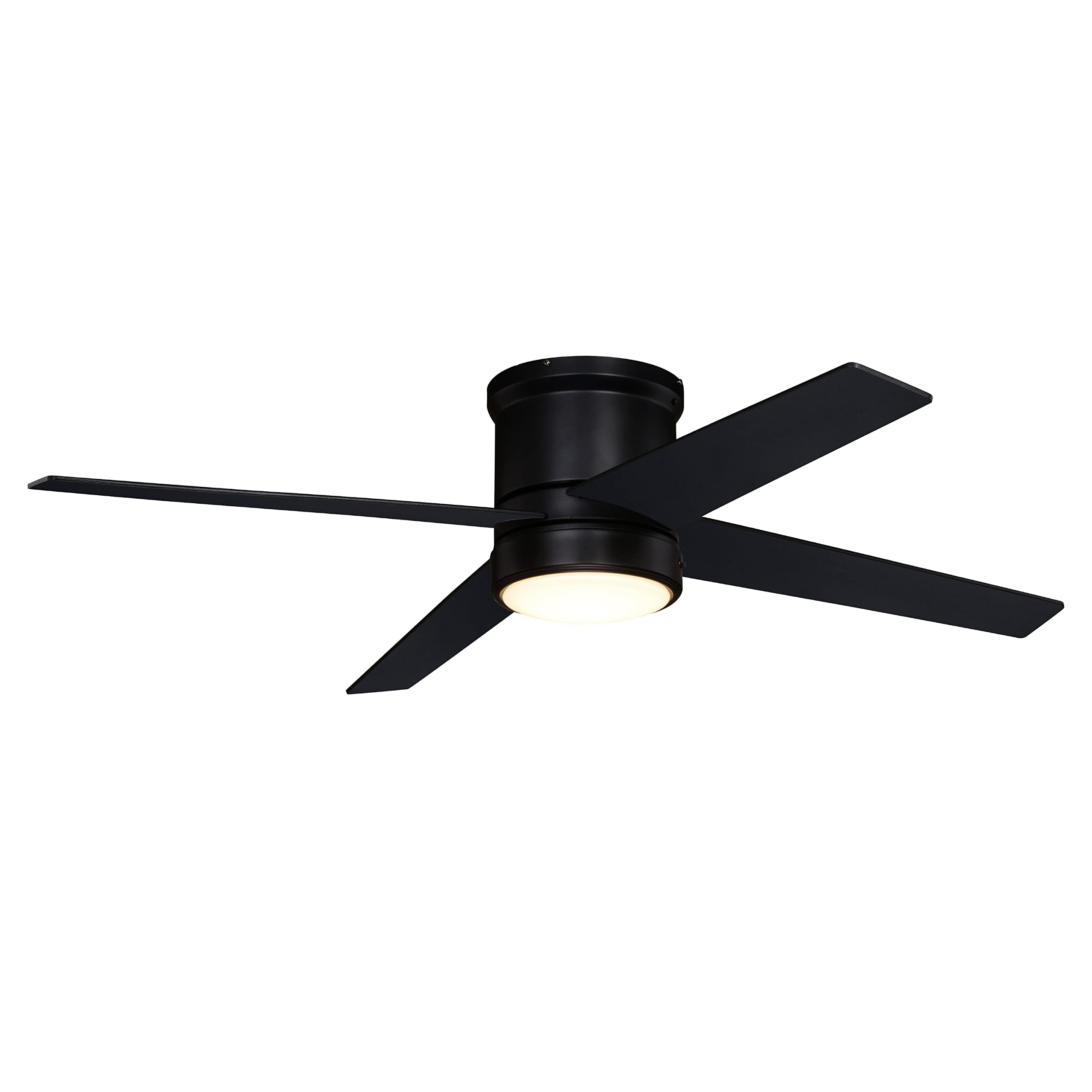 VAXCEL Erie Black Flush Mount Ceiling Fan with LED Light Kit and Remote Control - Modern Low Profile Indoor Ceiling Fan for Bedroom, Living Room, Kitchen and Office