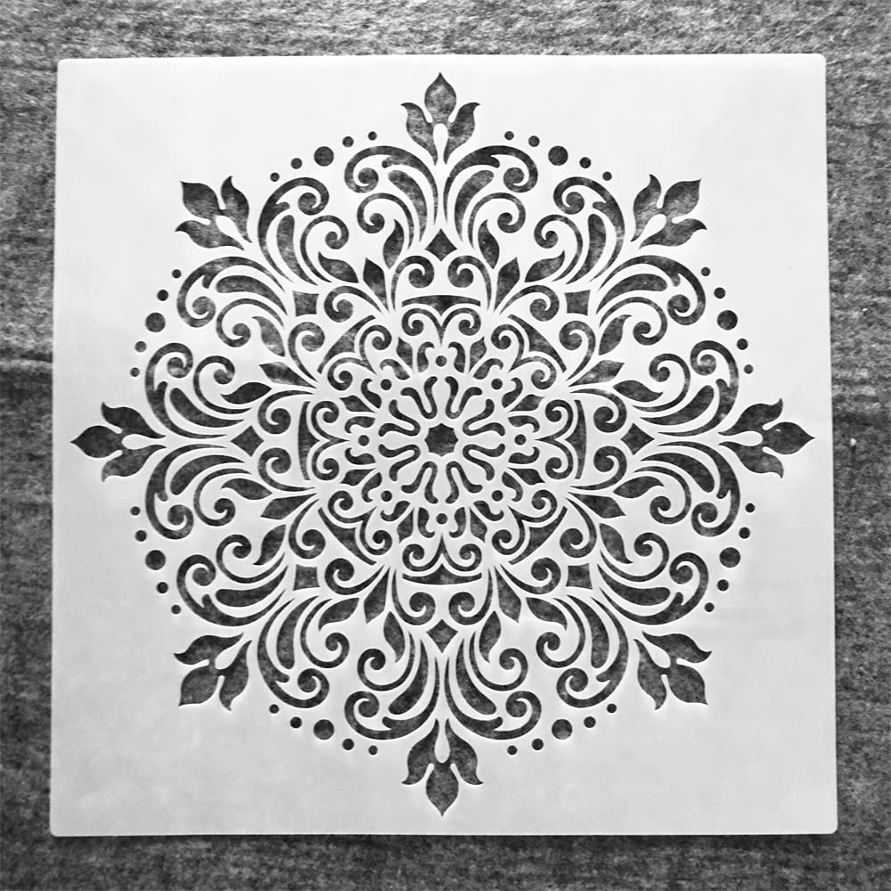 30x30cm Geometric Mandala Stencil for Painting - Reusable DIY Craft Stencil for Wood, Canvas, Paper & Wall Art - Perfect for Home Decor, Scrapbooking & Adult Coloring Projects