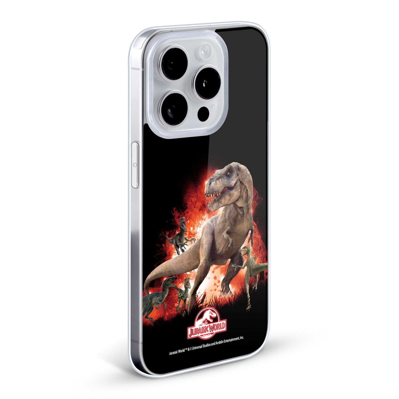 Jurassic World T-Rex vs Velociraptors Licensed iPhone 13 Pro Max Case - Soft Gel Phone Cover with Official Key Art Design - Perfect for Movie Fans & Dinosaur Lovers